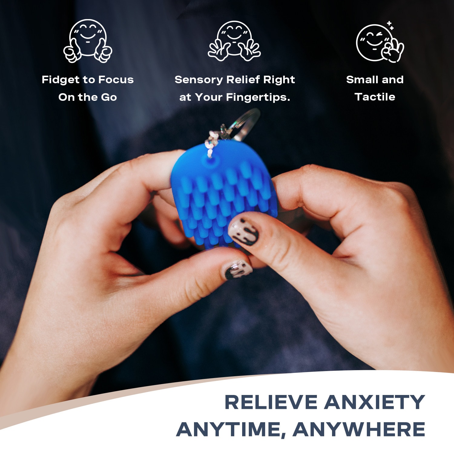 Hedgehog Fidget Keychain, Blue - Image 6