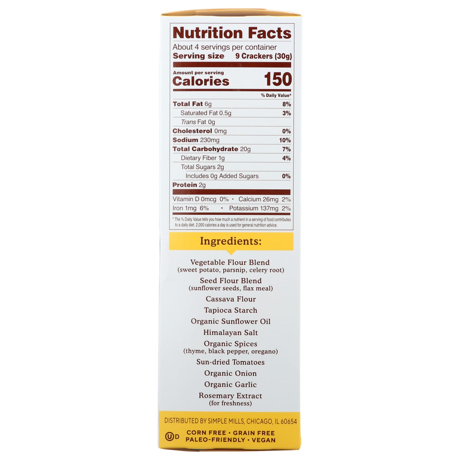 Simple Mills Pita Crackers, Mediterranean Herb, 4.25 Oz, Total Qty 6 - Image 3