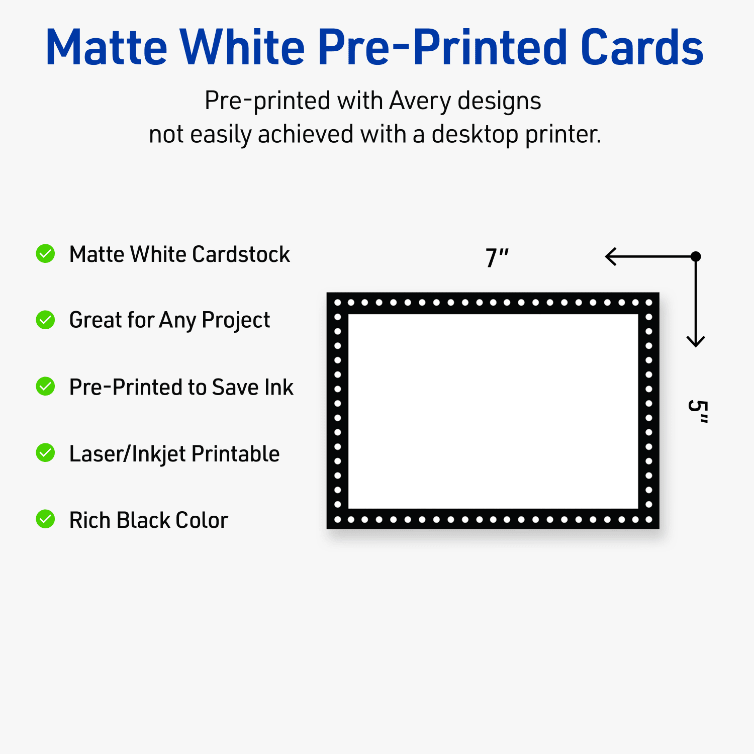 Avery Printable Invitation Cards With Sure Feed Technology, 5in x 7in, Matte White With Black And White Polka Dots, Pack Of 20 - Image 4