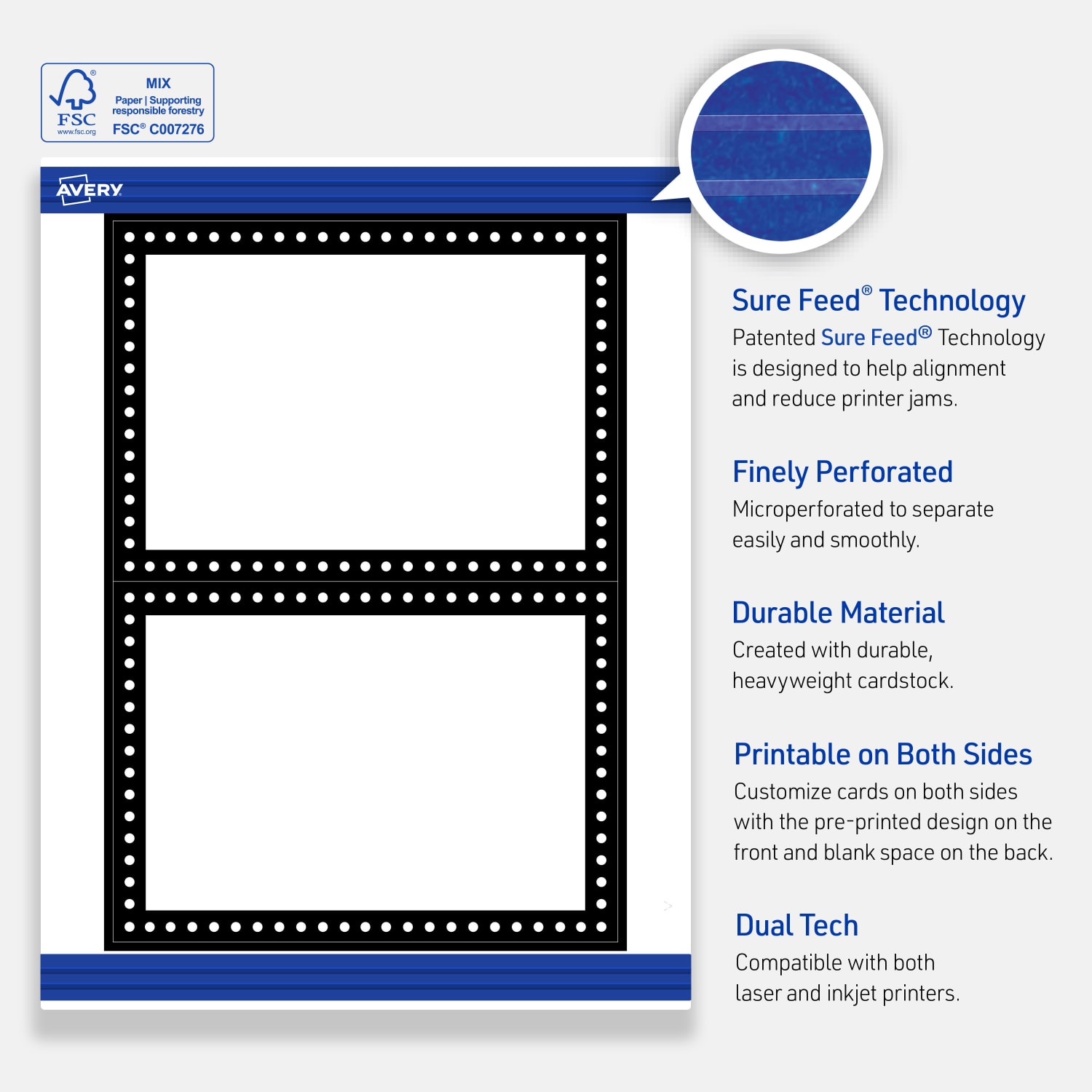 Avery Printable Invitation Cards With Sure Feed Technology, 5in x 7in, Matte White With Black And White Polka Dots, Pack Of 20 - Image 5