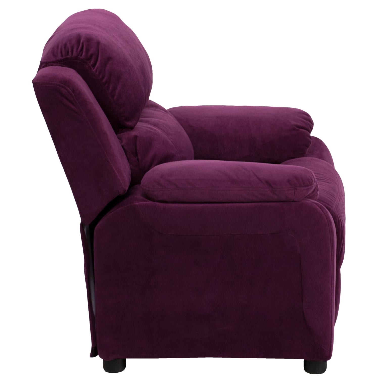 Flash Furniture Deluxe Padded Contemporary Microfiber Kids Recliner Accent Chair With Storage Arms Purple PopularChairscom