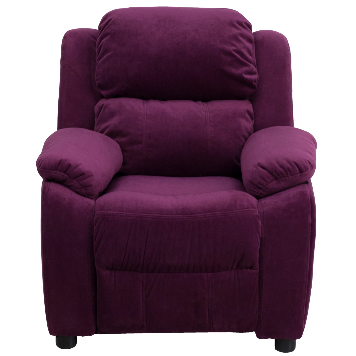 Flash Furniture Deluxe Padded Contemporary Microfiber Kids Recliner Accent Chair With Storage Arms Purple PopularChairscom