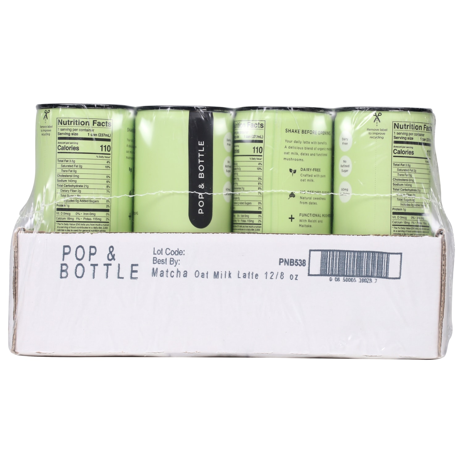 Pop & Bottle Oat Milk Lattes, Matcha Green Tea, 8 Oz, Total Qty 12 - Image 5