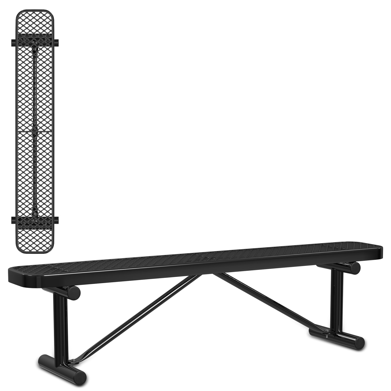 Leisure Craft Outdoor Bench, 18-3/8inH x 72inW x 15inD, Black
