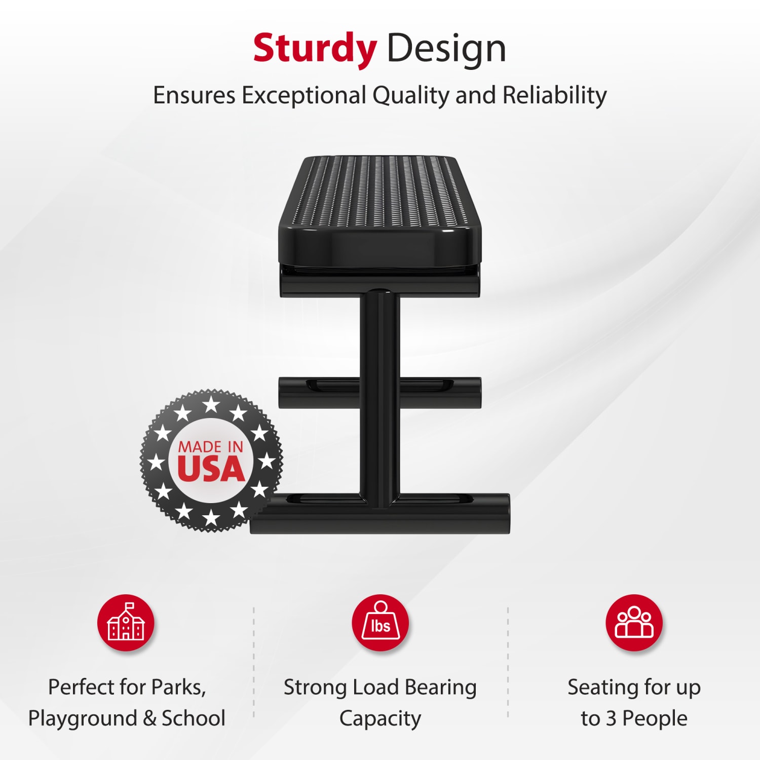 Leisure Craft Outdoor Bench, 18-3/8inH x 72inW x 15inD, Black - Image 3