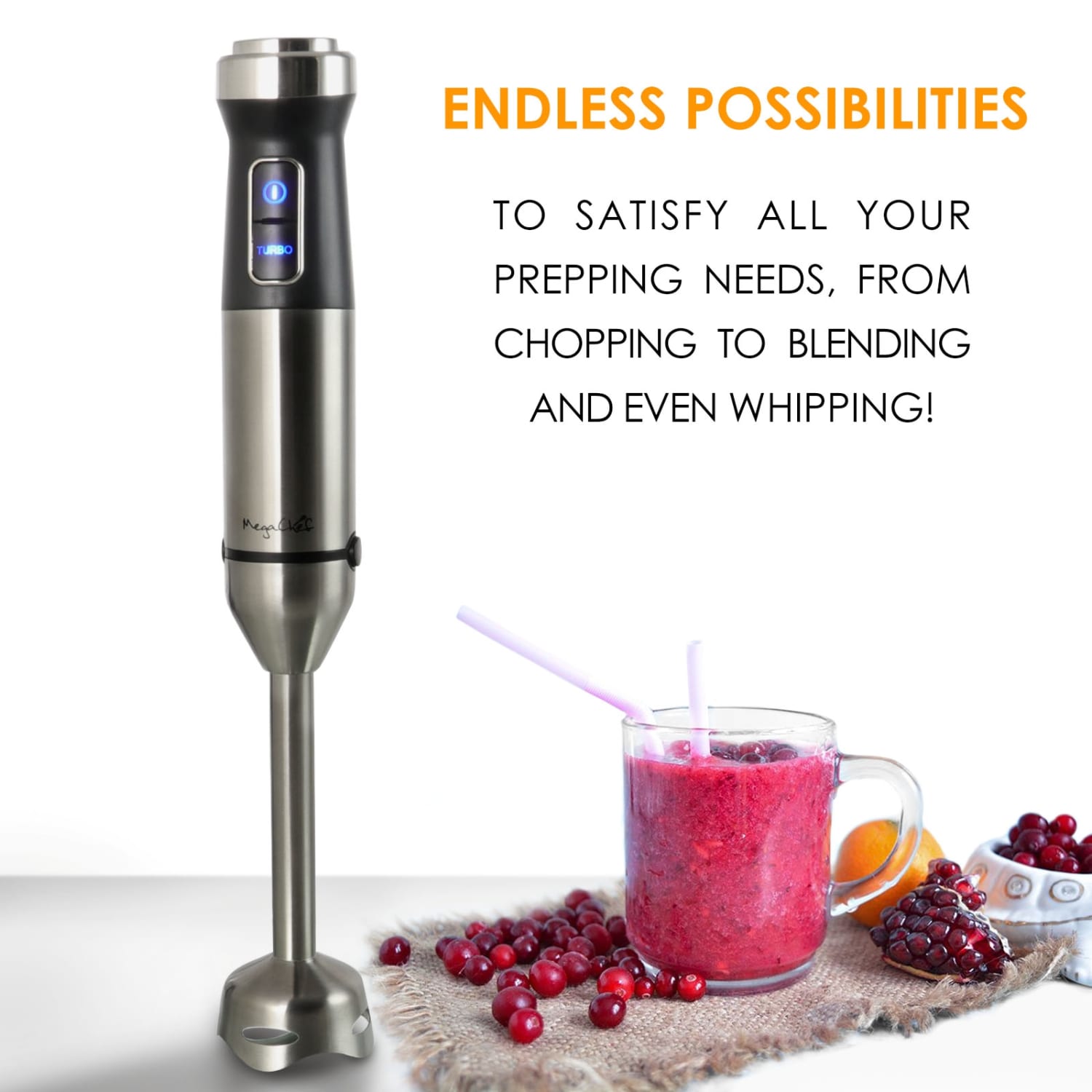 MegaChef 4-in-1 Immersion Hand Blender, Silver - Image 5