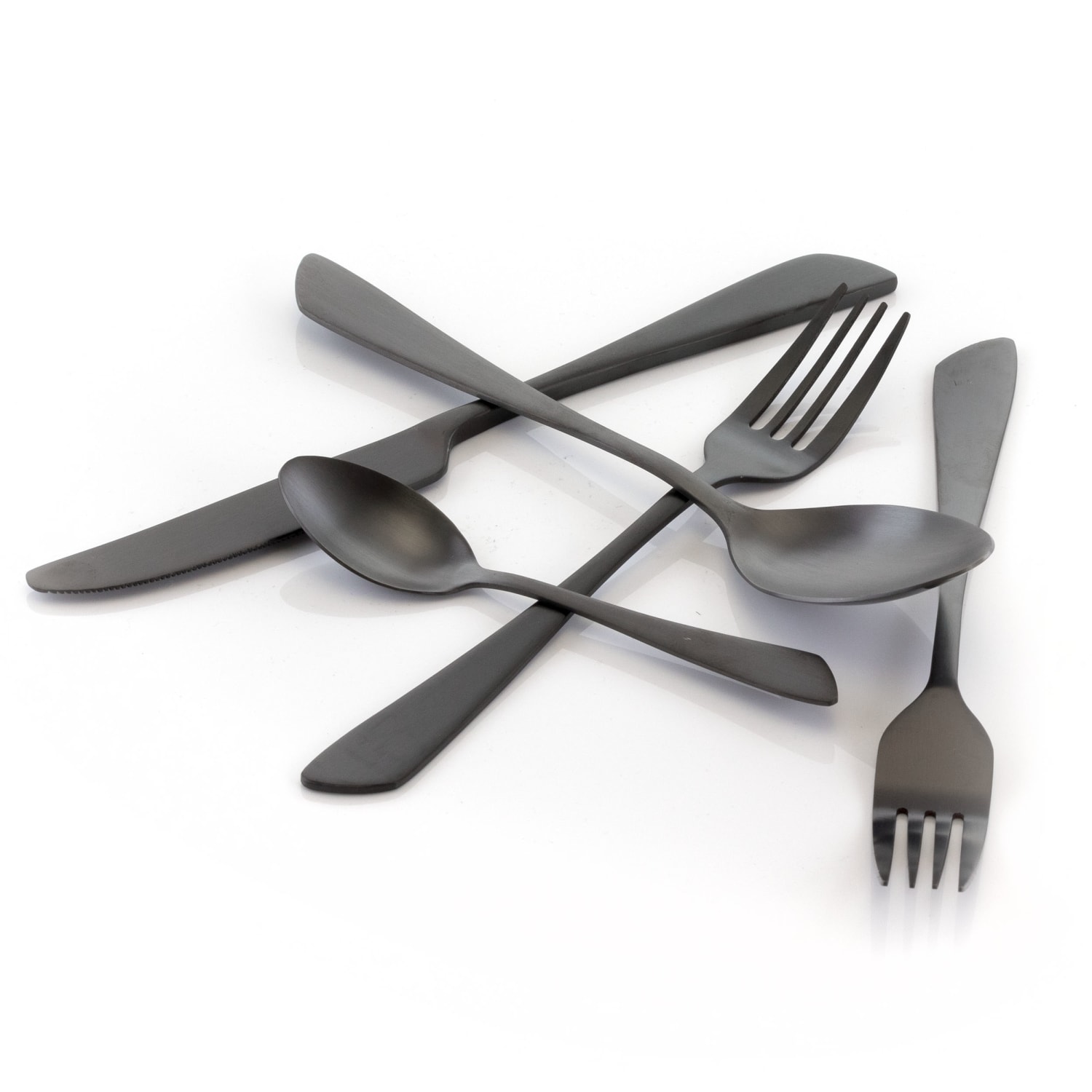 MegaChef Gibbous Stainless-Steel 20-Piece Flatware Utensil Set, Black - Image 3