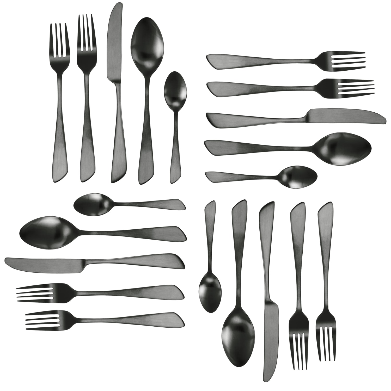 MegaChef Gibbous Stainless-Steel 20-Piece Flatware Utensil Set, Black - Image 4