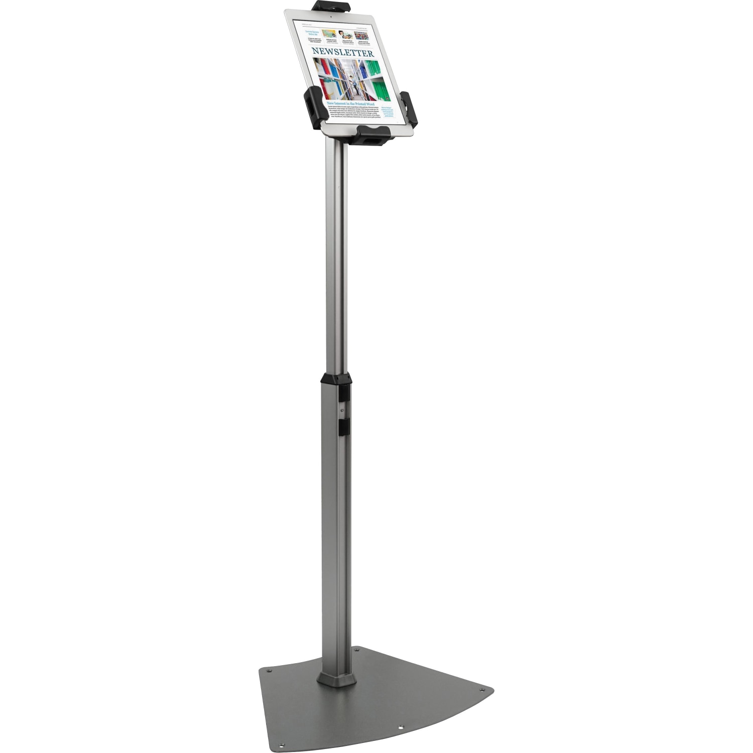 Kantek Floor Mount Tablet Kiosk Stand - Up to 10.10in Screen Support - 46.50in Height x 17.40in Width - Floor - Steel - Black, Silver, Aluminum - Locking System - Image 4