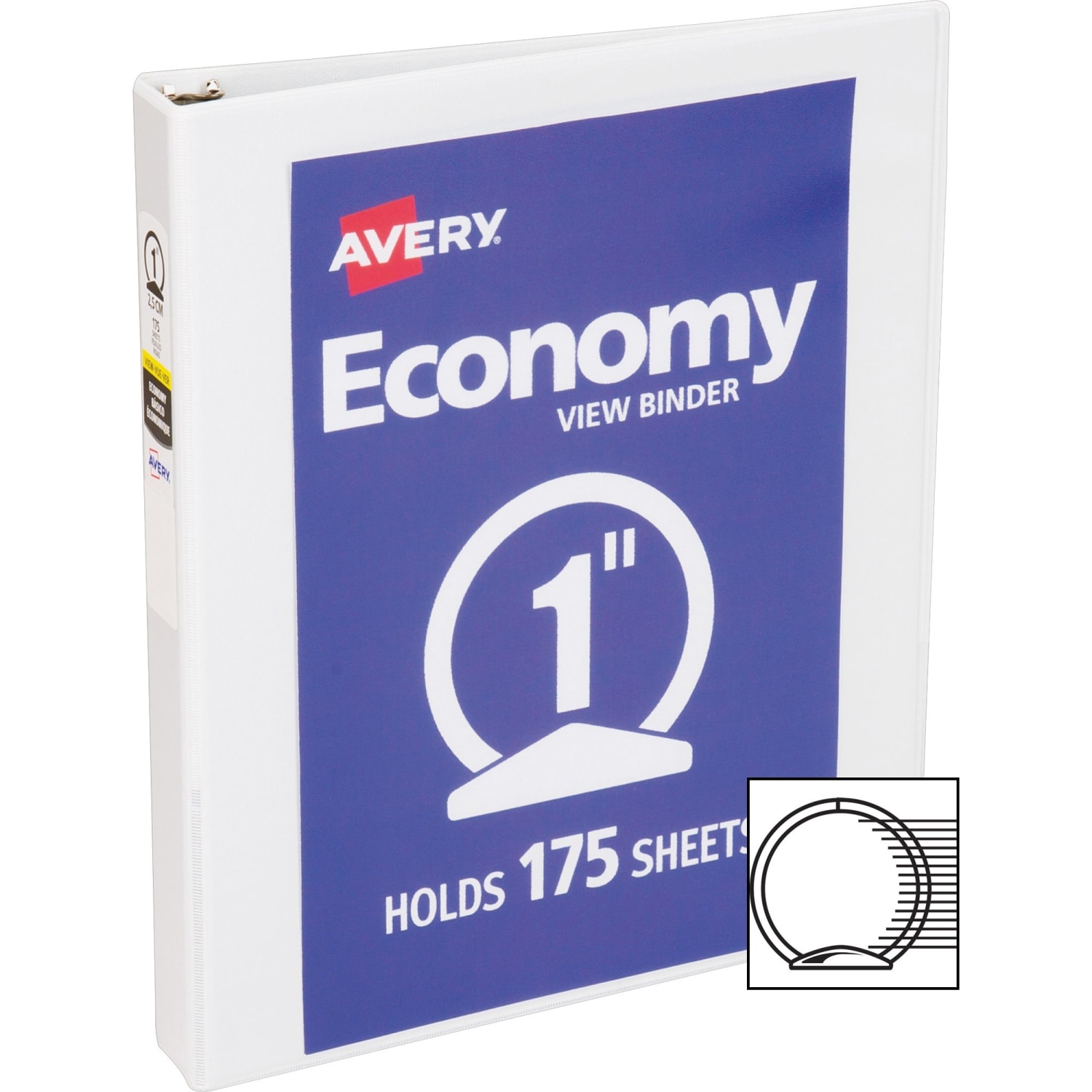 Avery Economy View Binder, 1in Ring, 8 1/2in x 11in, White, Pack Of 4 - Image 3