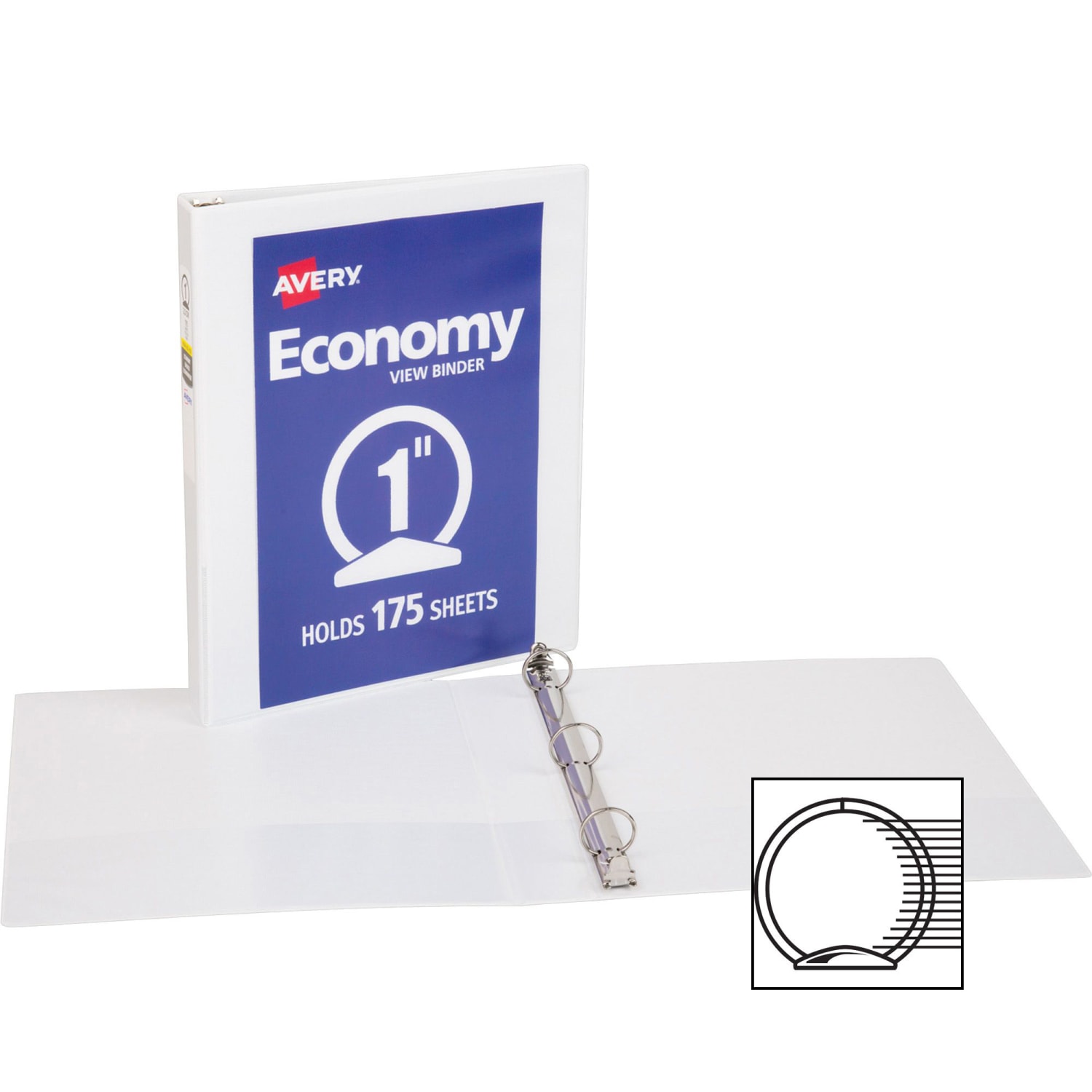 Avery Economy View Binder, 1in Ring, 8 1/2in x 11in, White, Pack Of 4 - Image 4