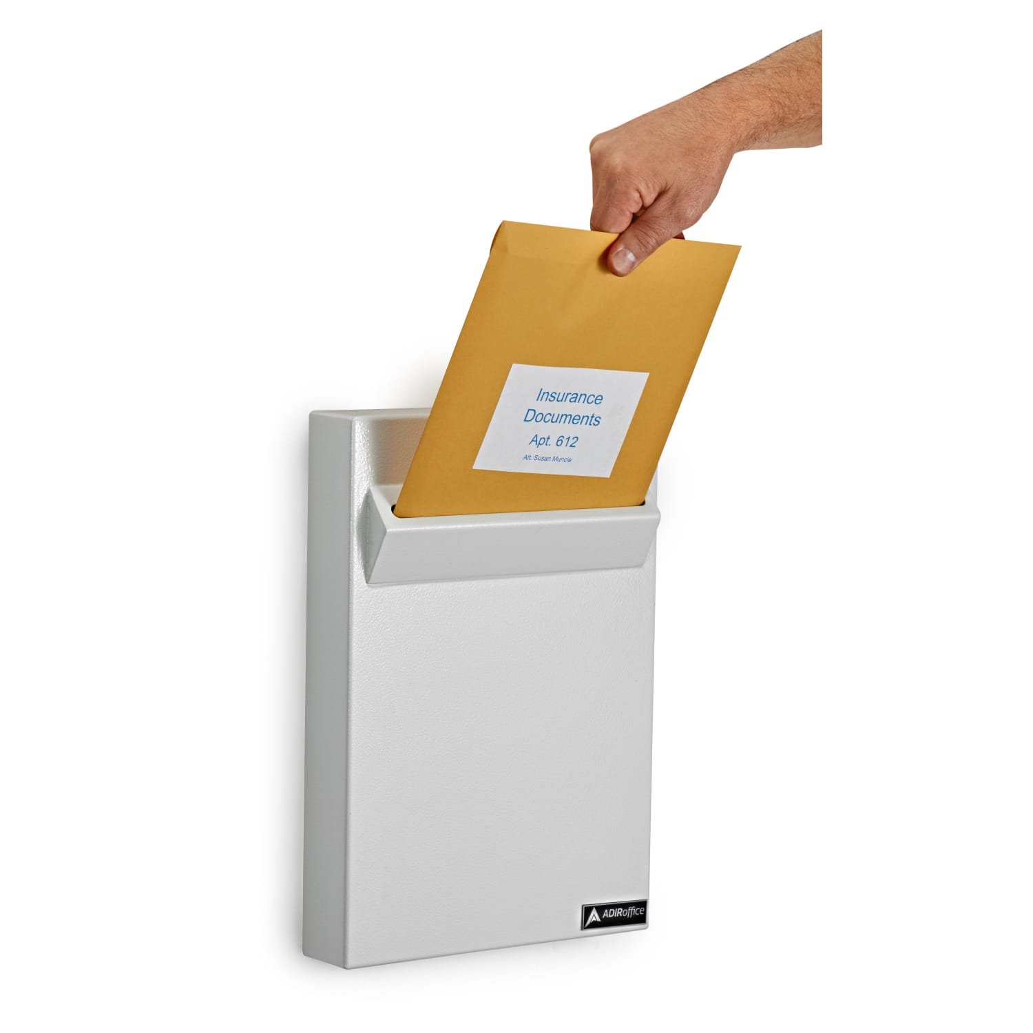 Alpine AdirOffice Large Wall Mounted Weatherproof Steel Drop Box, 16inH x 11inW x 2-7/16inD, White - Image 6