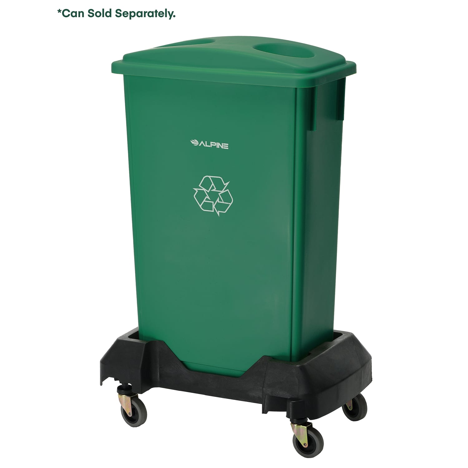 Alpine Industries 477 Trash Bin Compatible Rectangular Trash Can Dolly, 8-1/4inH x 24-7/16inW x 15-3/4inD, Black - Image 4