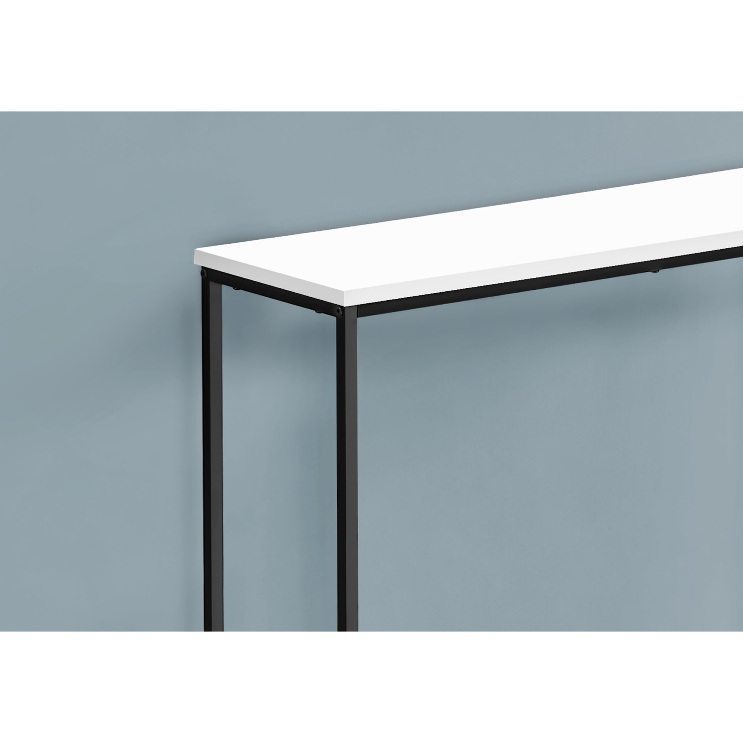 Monarch Specialties Ponce Laminate/Metal Narrow Accent Console Table, 29inH x 31-1/2inW x 11-1/2inD, White/Black - Image 3