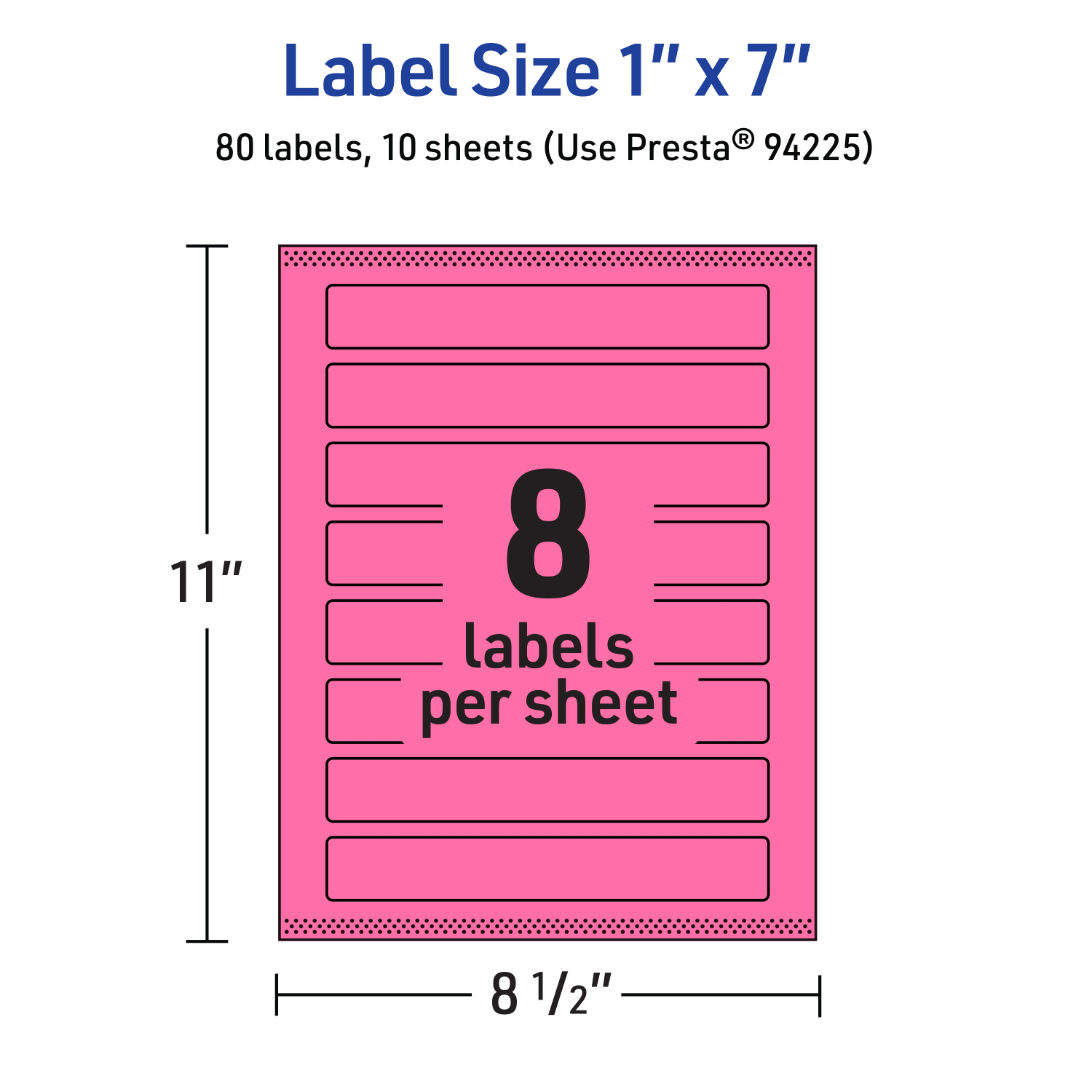 Avery Print-To-The-Edge Labels With Sure Feed Technology, 94225-BPP10, Rectangle, 1in x 7in, Matte Bright Pink, Pack of 80 - Image 6