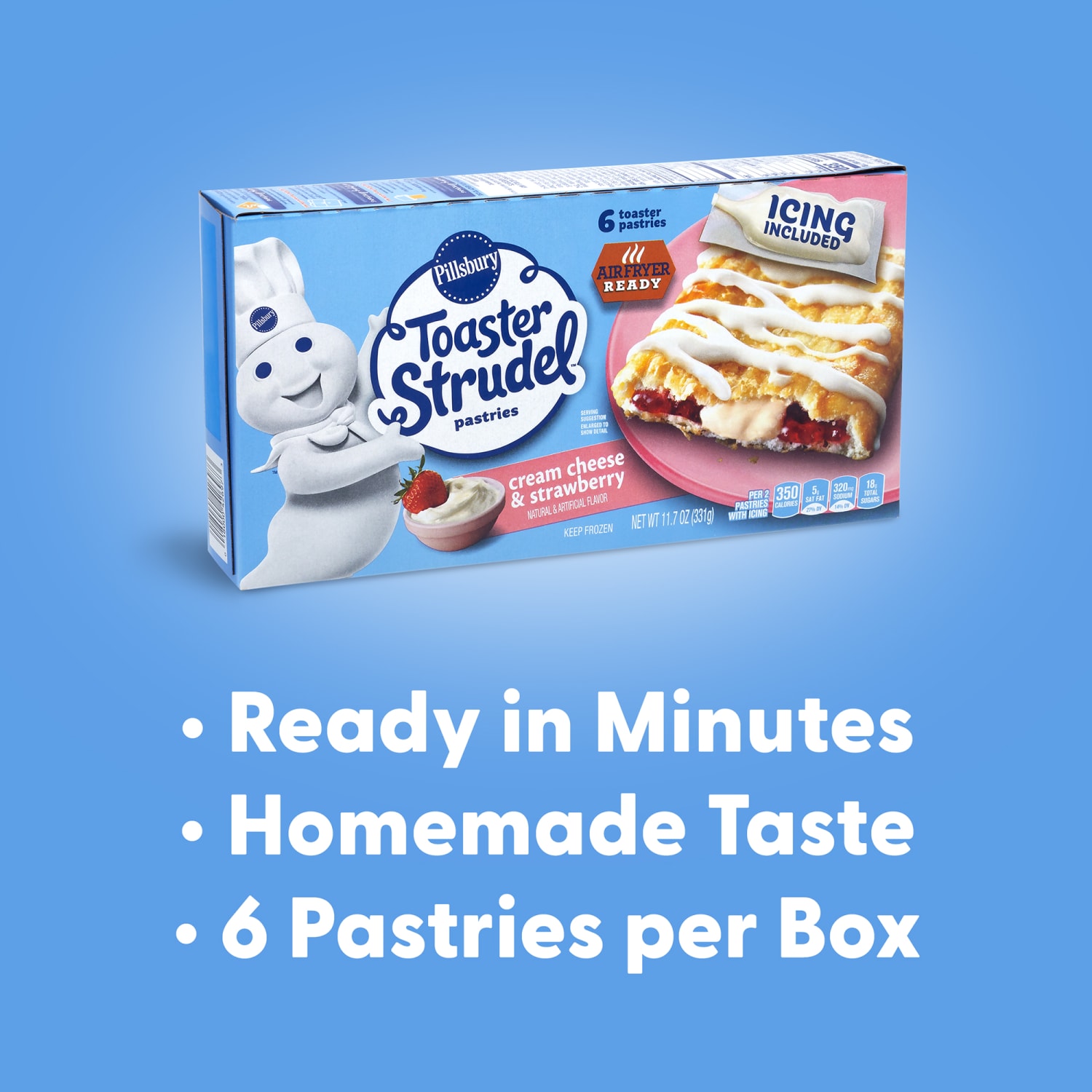 Pillsbury Toaster Strudels, Cream Cheese Strawberry, 11.7 Oz, 6 Strudels Per Pack, Carton Of 6 Packs - Image 4