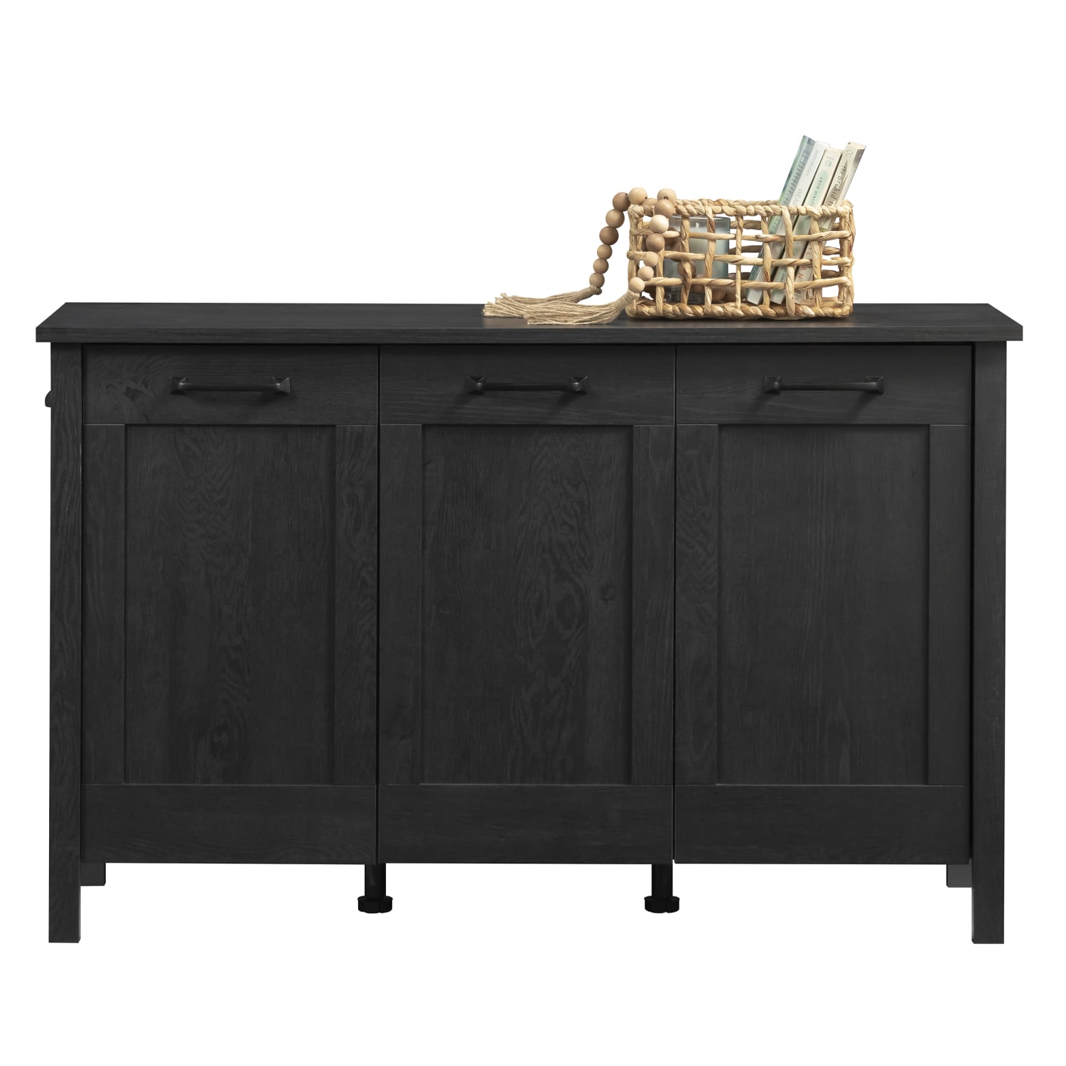 Sauder 48inW Horizontal Storage Cabinet With 3 Doors, Raven Oak - Image 3