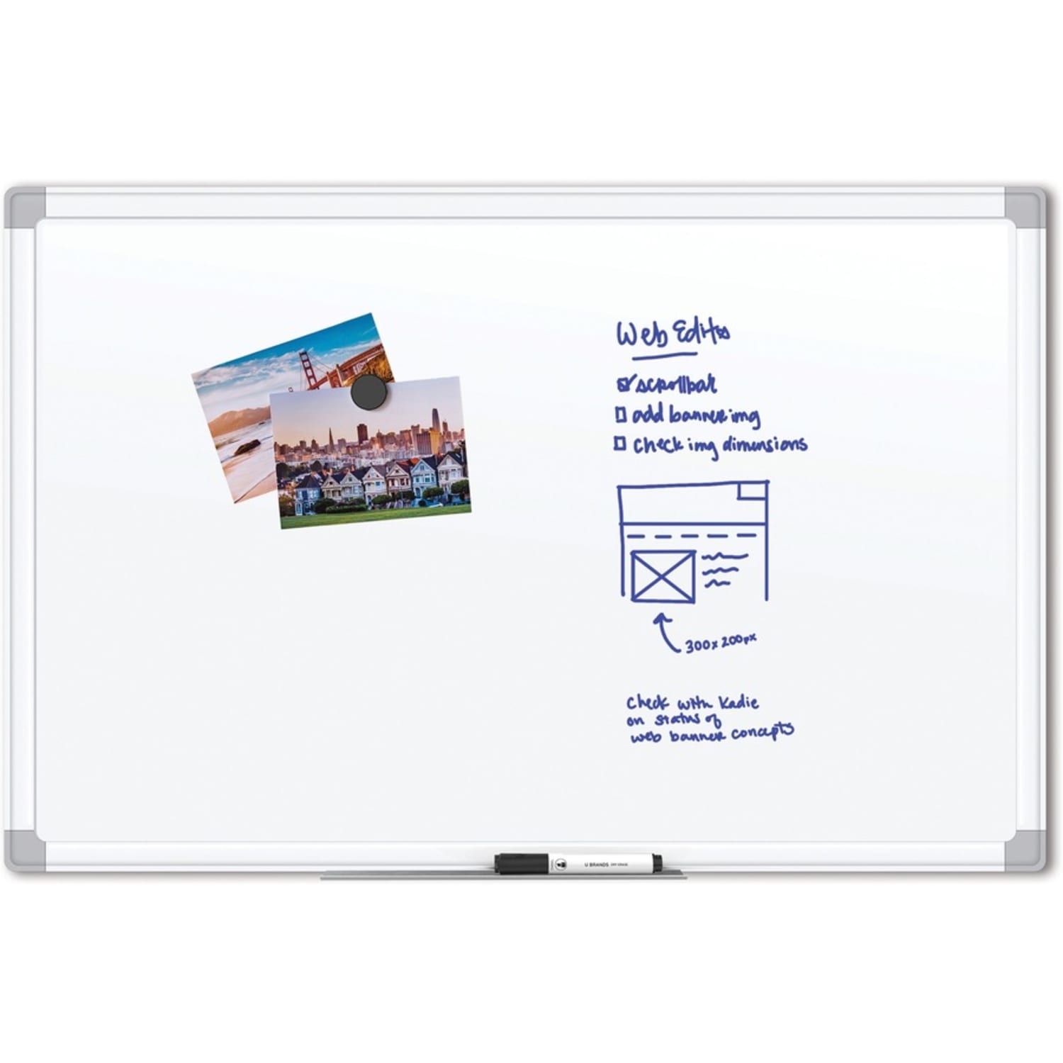 U Brands Magnetic Porcelain Steel Board, 72in X 48in, White Aluminum Frame, Actual Size 70in X 47in (4901U00-01) - Image 6
