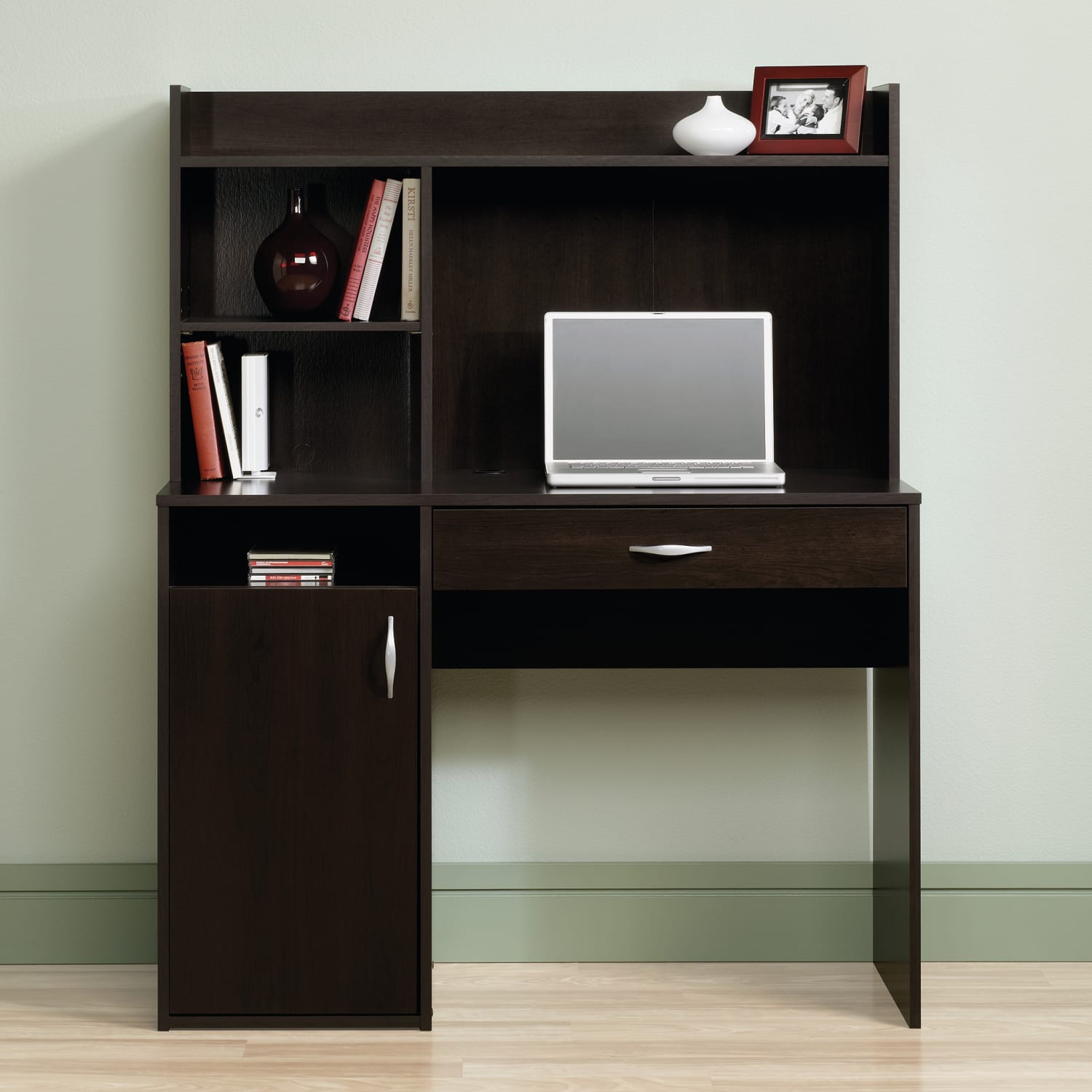 Sauder Beginnings 43inW Computer Desk With Hutch, Cinnamon Cherry - Image 3
