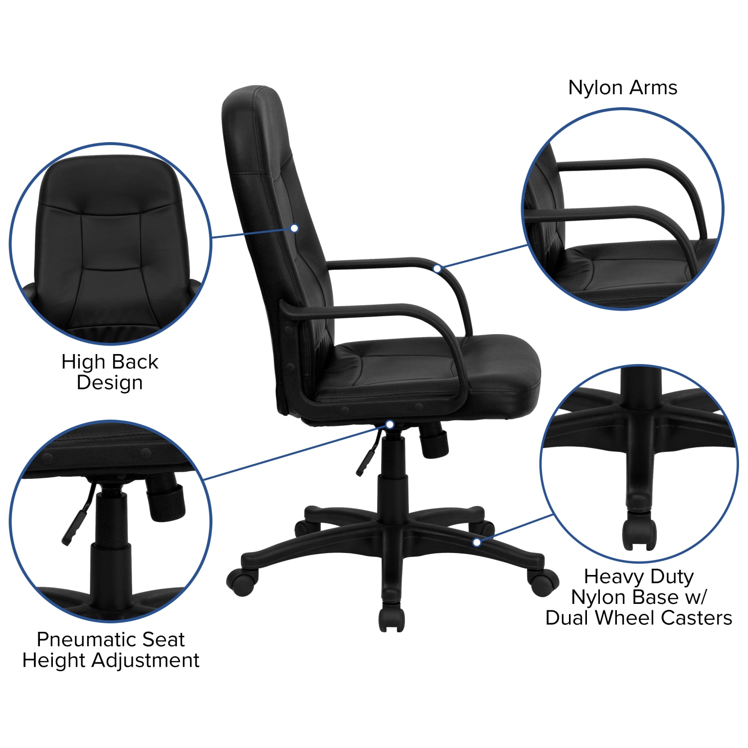 Flash Furniture Glove Vinyl High-Back Swivel Chair, Black - Image 6