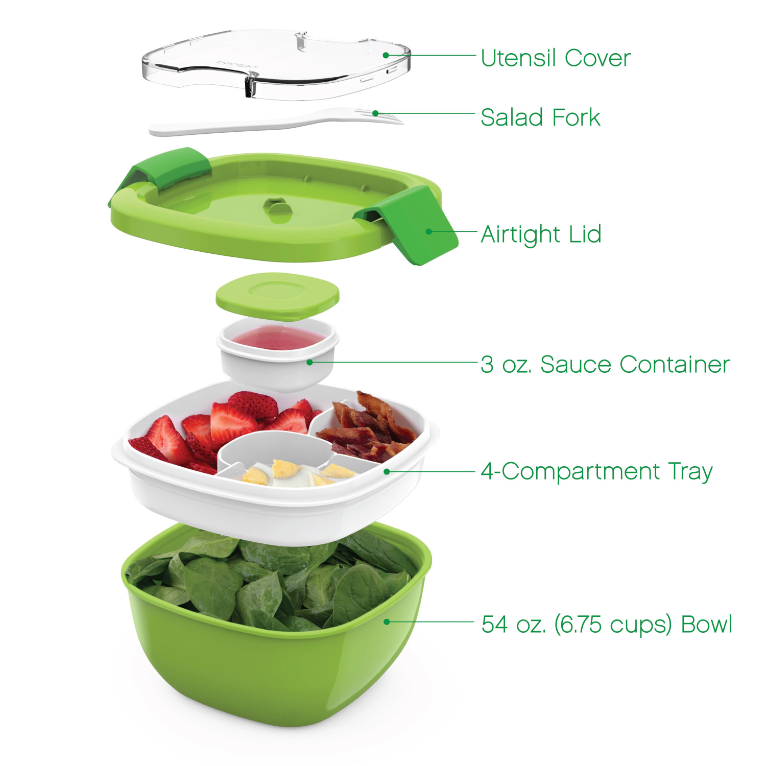 Bentgo Salad Lunch Container, 4in x 7-1/4in, Green - Image 4