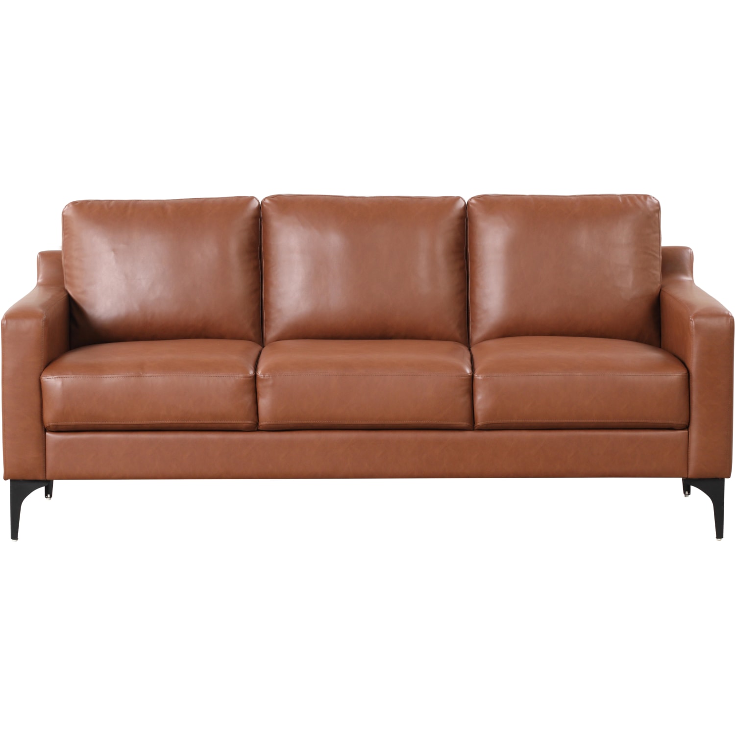Serta Florence Faux Leather Sofa, 35inH x 78inW x 33-1/2inD, Brown