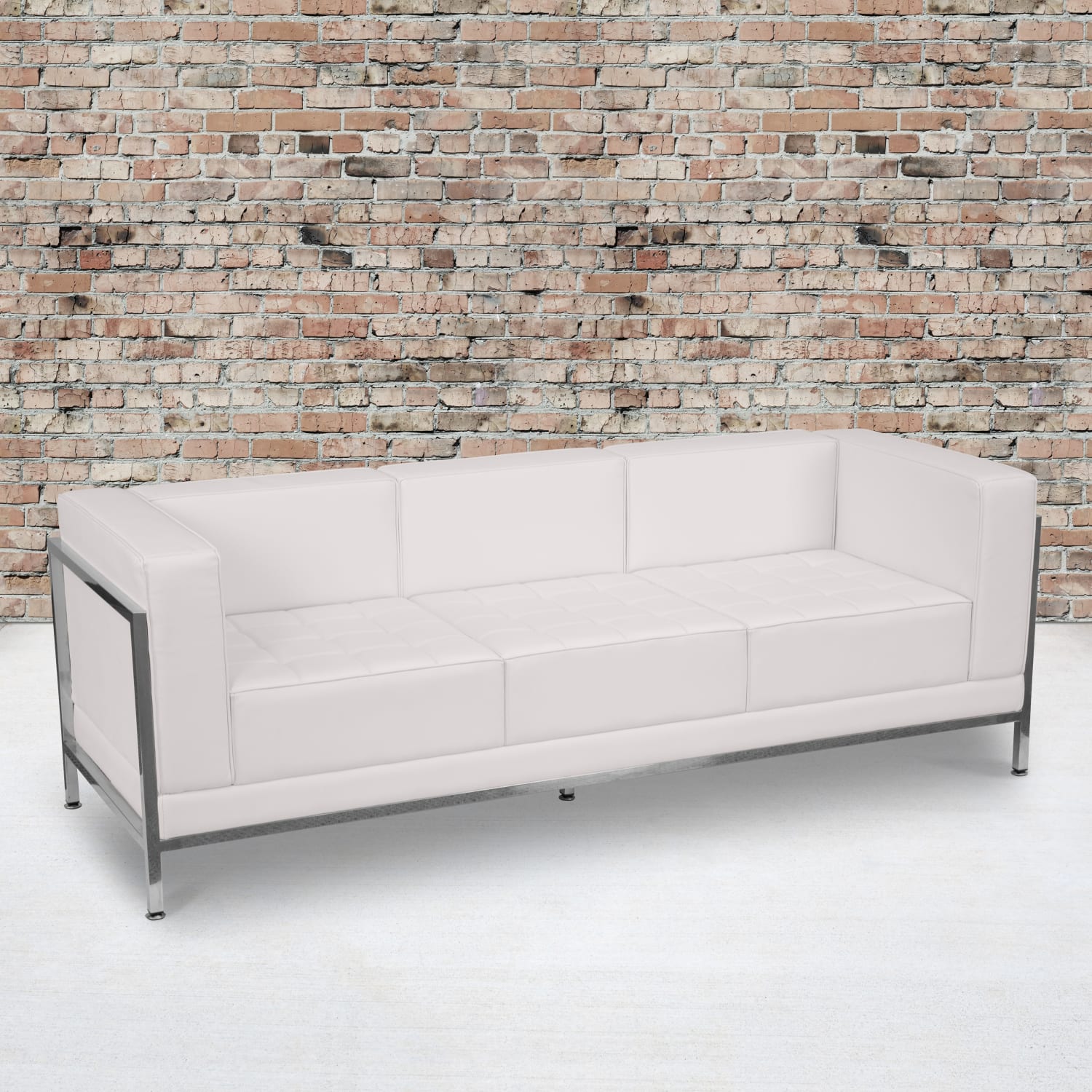 Flash Furniture HERCULES Imagination Series Contemporary LeatherSoft Modular Sofa with Quilted Tufted Seat and Encasing Frame Melrose White PopularChairscom Flash Furniture HERCULES Imagination Series Contemporary LeatherSoft Modular Sofa with Quilted Tufted Seat and Encasing Frame Melrose White PopularChairscom