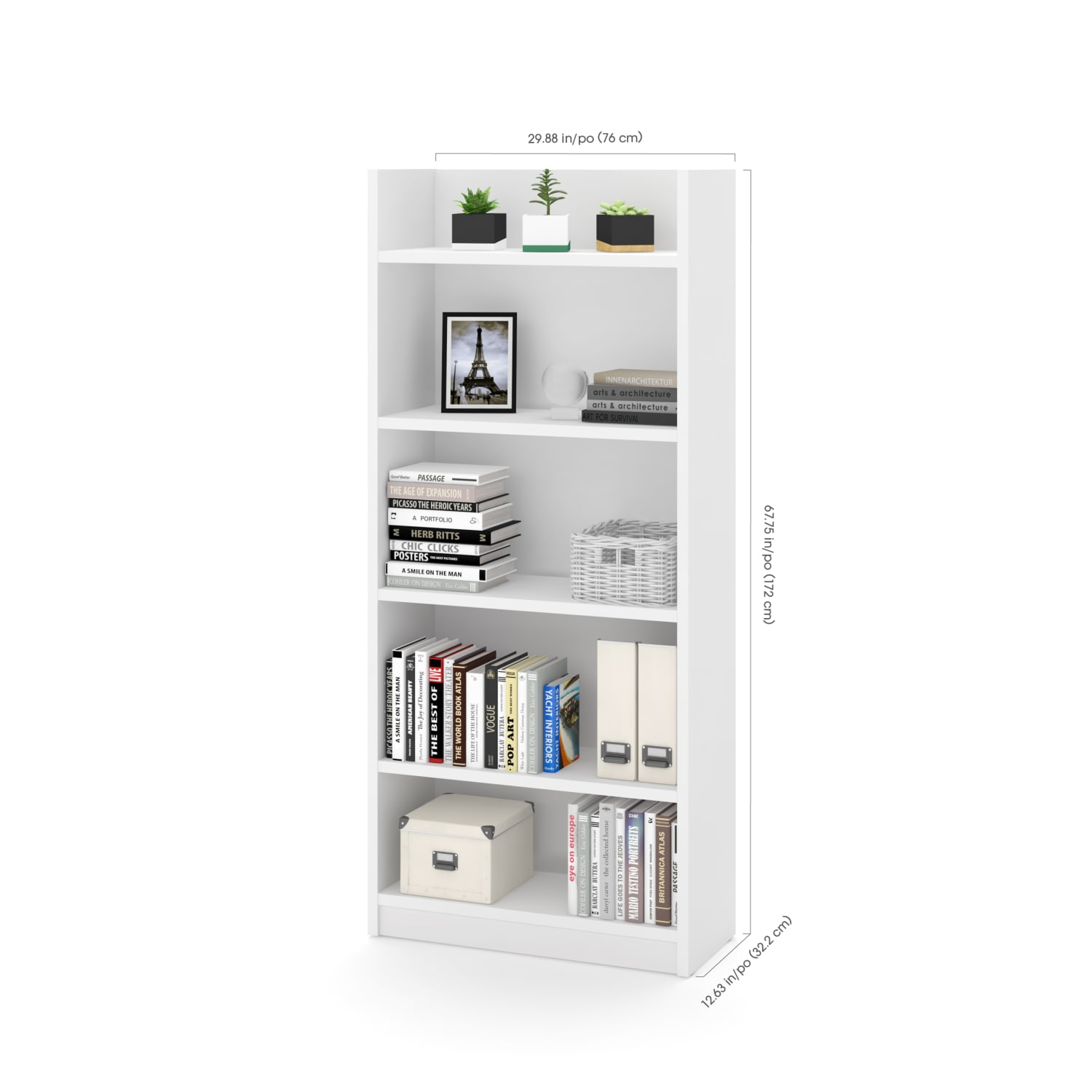 Bestar Pro-Linea 68inH Standard Bookcase, White - Image 4