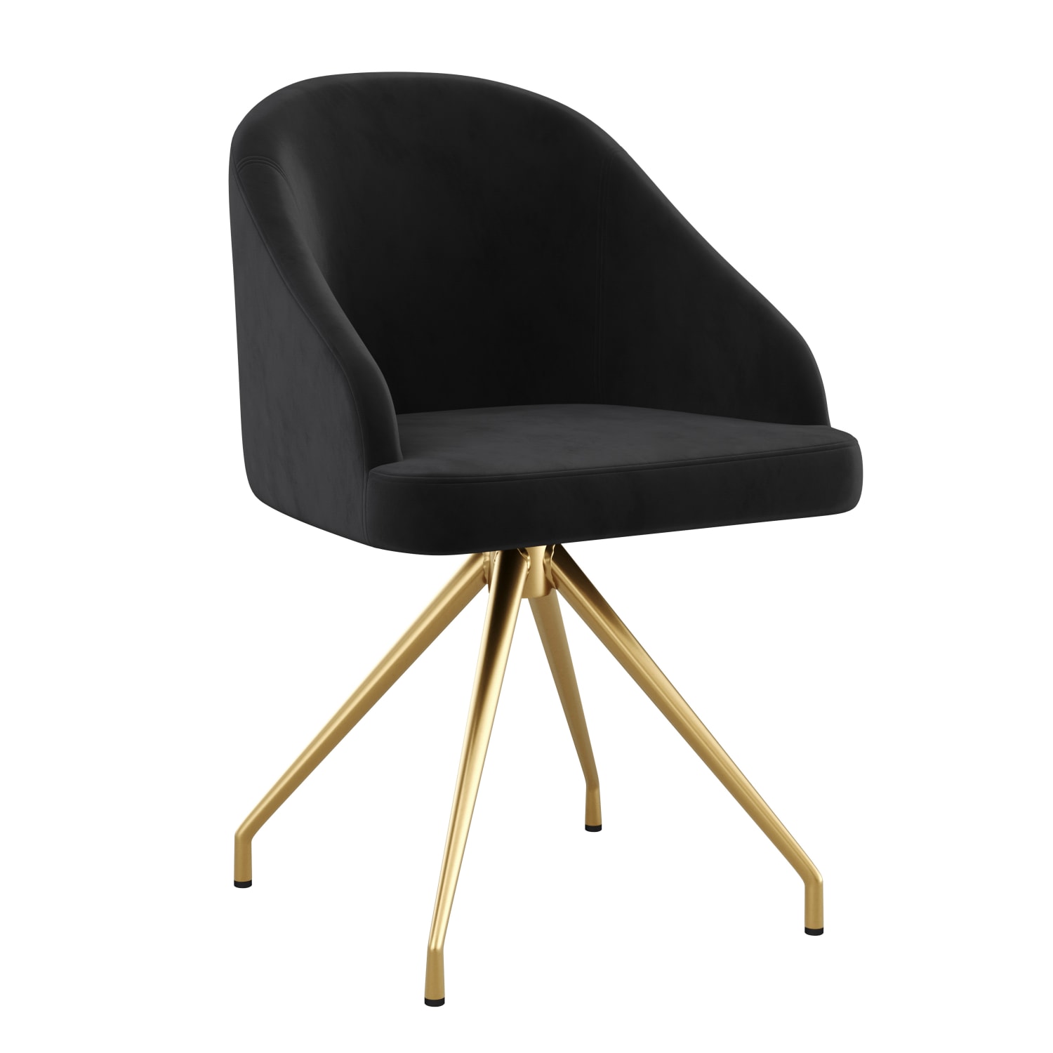 Martha Stewart Sora Upholstered Mid-Back Stationary Office Task Chair, Velvet, Black/Polished Nickel - Image 3