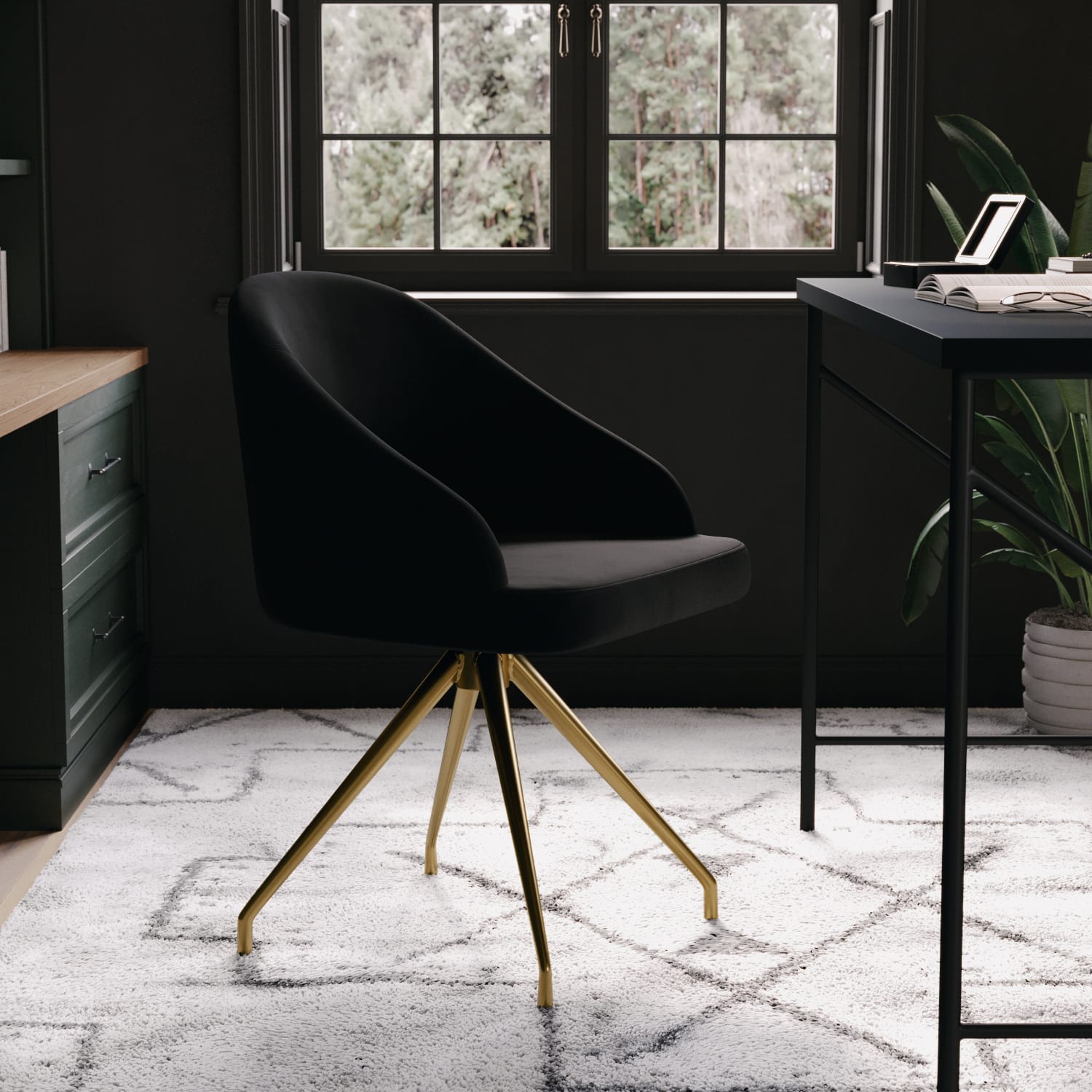 Martha Stewart Sora Upholstered MidBack Stationary Office Task Chair Velvet BlackPolished Nickel PopularChairscom Martha Stewart Sora Upholstered Mid Back Stationary Office Task Chair Velvet BlackPolished Nickel PopularChairscom