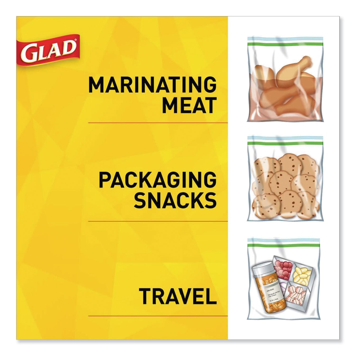 Glad Fold-Top Sandwich Bags, 6-1/2in x 5-1/2in, Clear, 180 Bags Per Box, Case Of 12 Boxes - Image 4