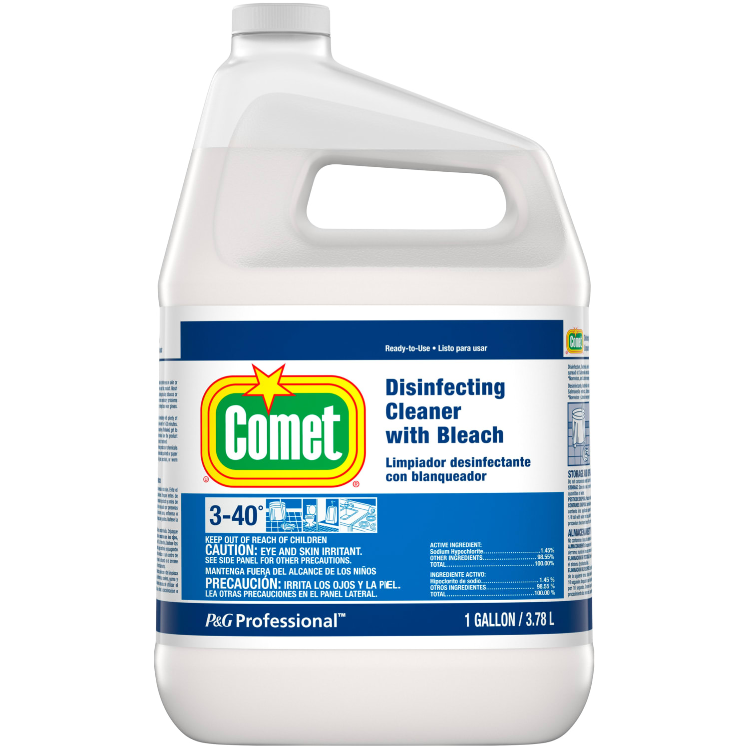 Comet Professional Disinfecting Cleaner With Bleach, 128 Oz Bottle, Case Of 3 - Image 4