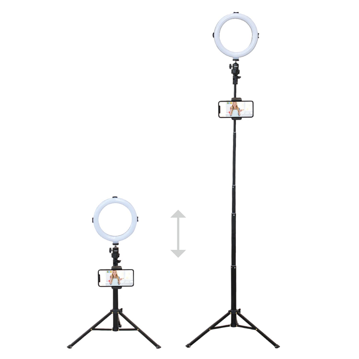 Bower 8in Selfie Ring Light Studio LED 12W Tripod Stand And Phone Holder, 51inH, Black - Image 6