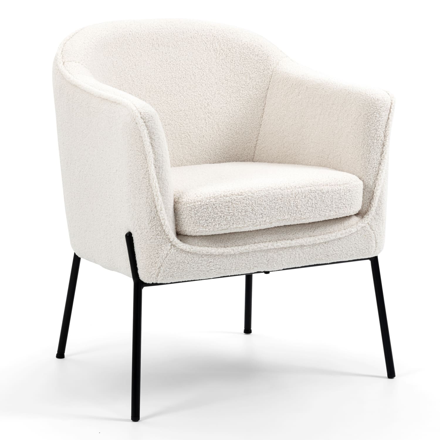 Glamour Home Ayame Boucle Fabric Accent Chair, White/Black - Image 4
