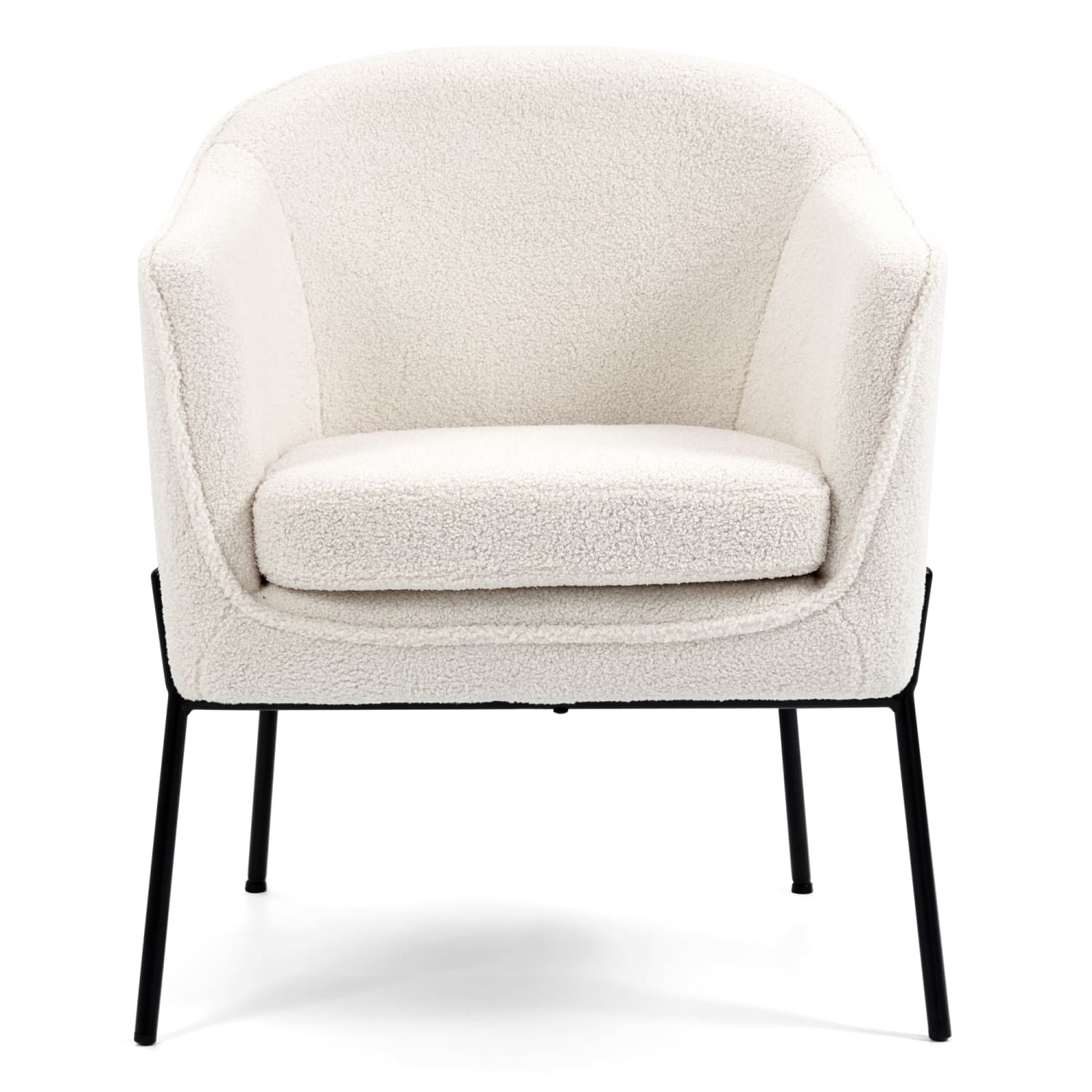 Glamour Home Ayame Boucle Fabric Accent Chair, White/Black - Image 5