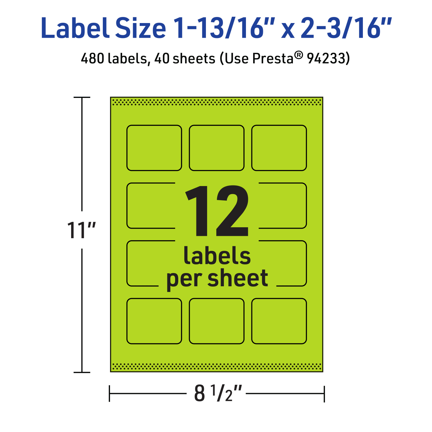 Avery Print-To-The-Edge Labels With Sure Feed Technology And Easy Peel, 94233-BGP40, Rectangle, 1-13/16in x 2-3/16in, Matte Bright Green, Pack of 480 - Image 6