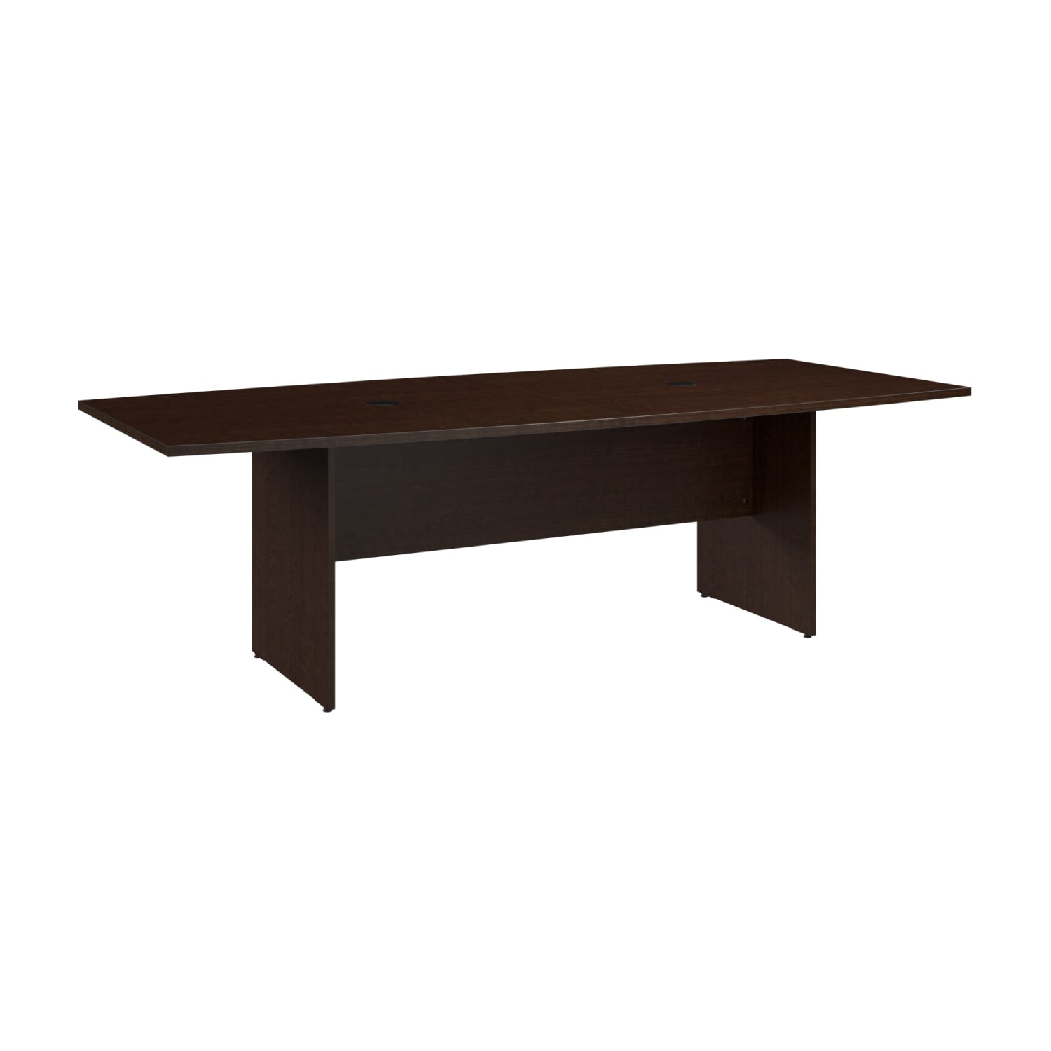 Bush Business Furniture 96inW x 42inD Boat Shaped Conference Table with Wood Base, Mocha Cherry, Standard Delivery - Image 3