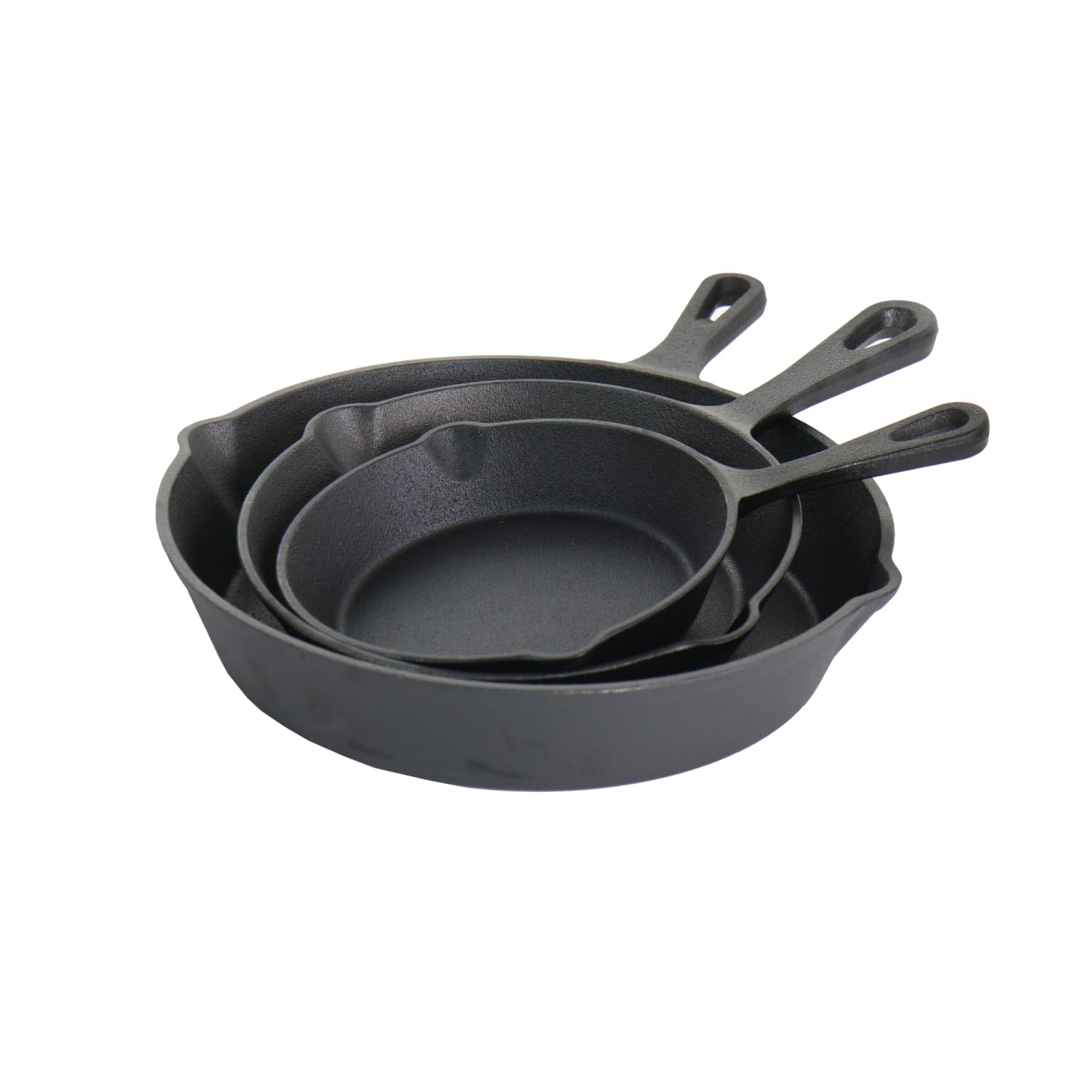 MegaChef Pre-Seasoned 3-Piece Cast Iron Skillet Set, Black - Image 5