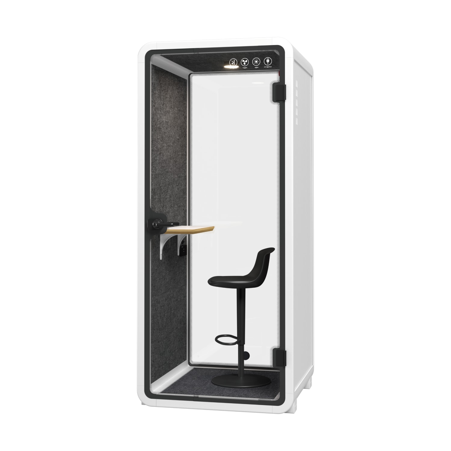 FlexiSpot P1F2W 1-Person Soundproof Booth, White, 93inH x 40inW - Image 5