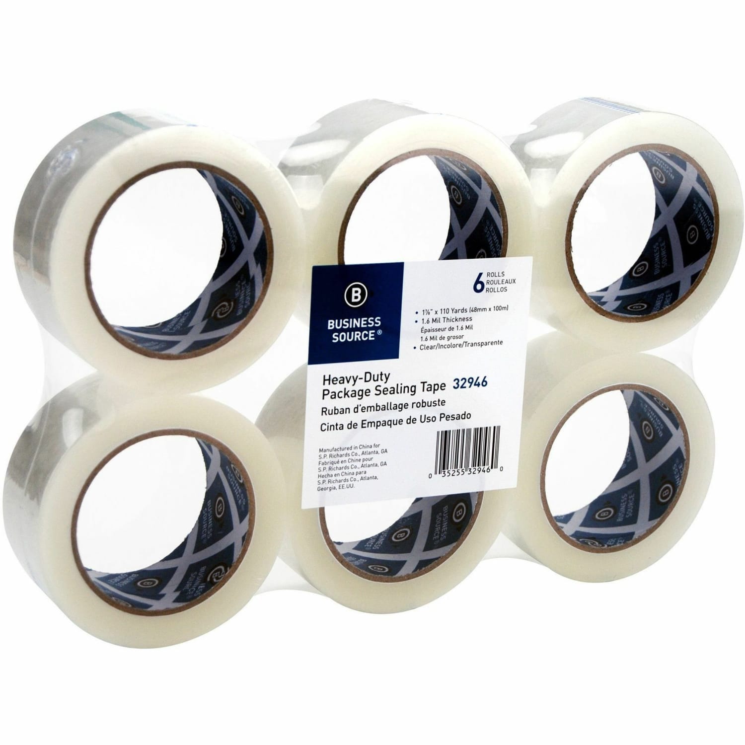 Business Source Heavy-duty Packaging/Sealing Tape - 110 yd x 1.88in- 3in Core - Clear - 1.60 mil - Breakage Resistance -  - 32946 - Image 3