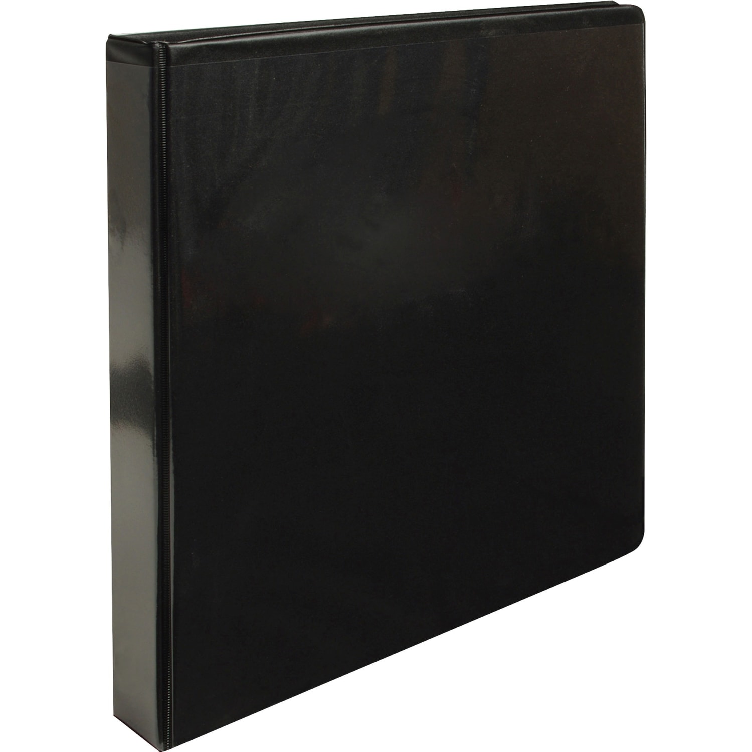 Business Source Round-ring View Binder - 1in Binder Capacity - Letter - 8 1/2in x 11in Sheet Size - Round Ring Fastener(s) - Internal Pocket(s) - Chipboard, Polypropylene - Black - Non-glare, Sturdy, Exposed Rivet, Durable, Clear Overlay - 12 / Carton - Image 3