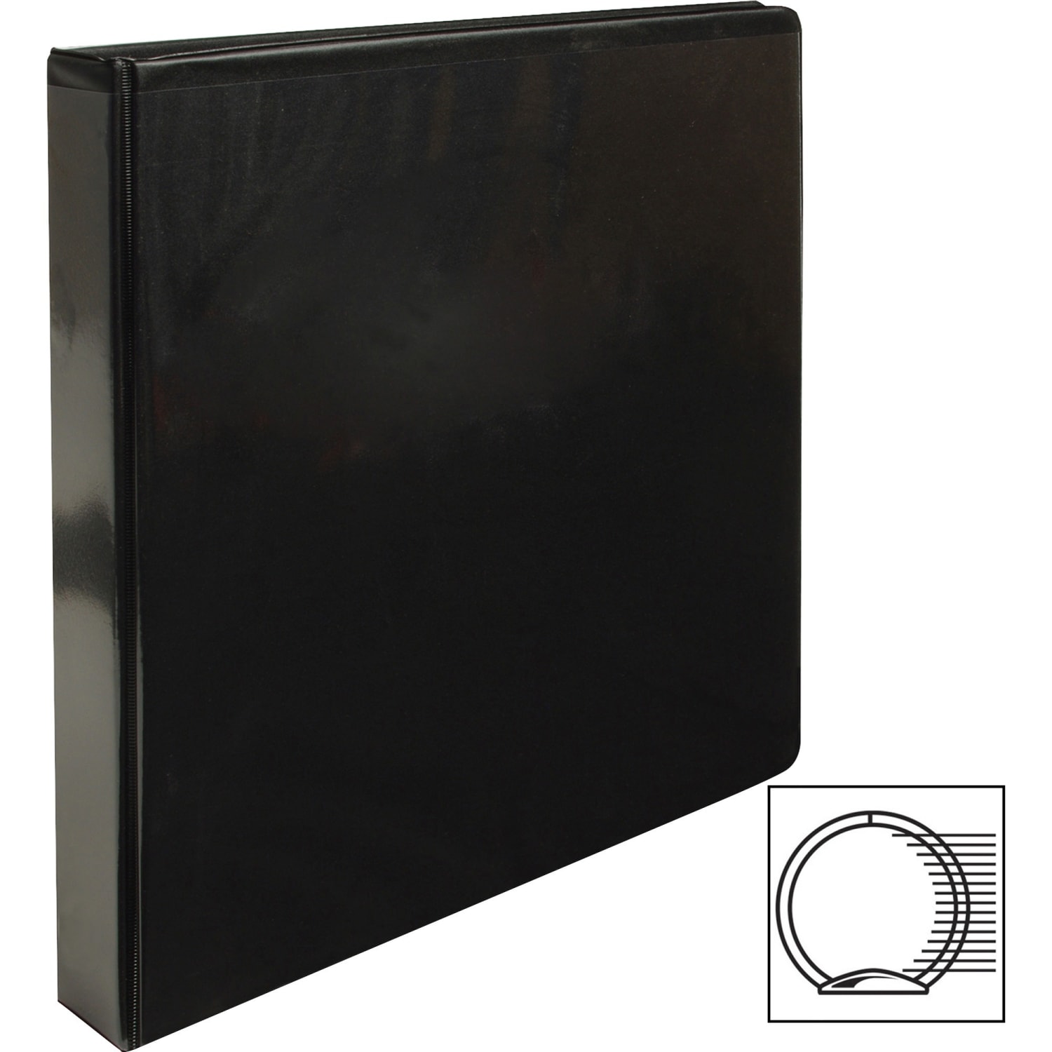 Business Source Round-ring View Binder - 1in Binder Capacity - Letter - 8 1/2in x 11in Sheet Size - Round Ring Fastener(s) - Internal Pocket(s) - Chipboard, Polypropylene - Black - Non-glare, Sturdy, Exposed Rivet, Durable, Clear Overlay - 12 / Carton - Image 4