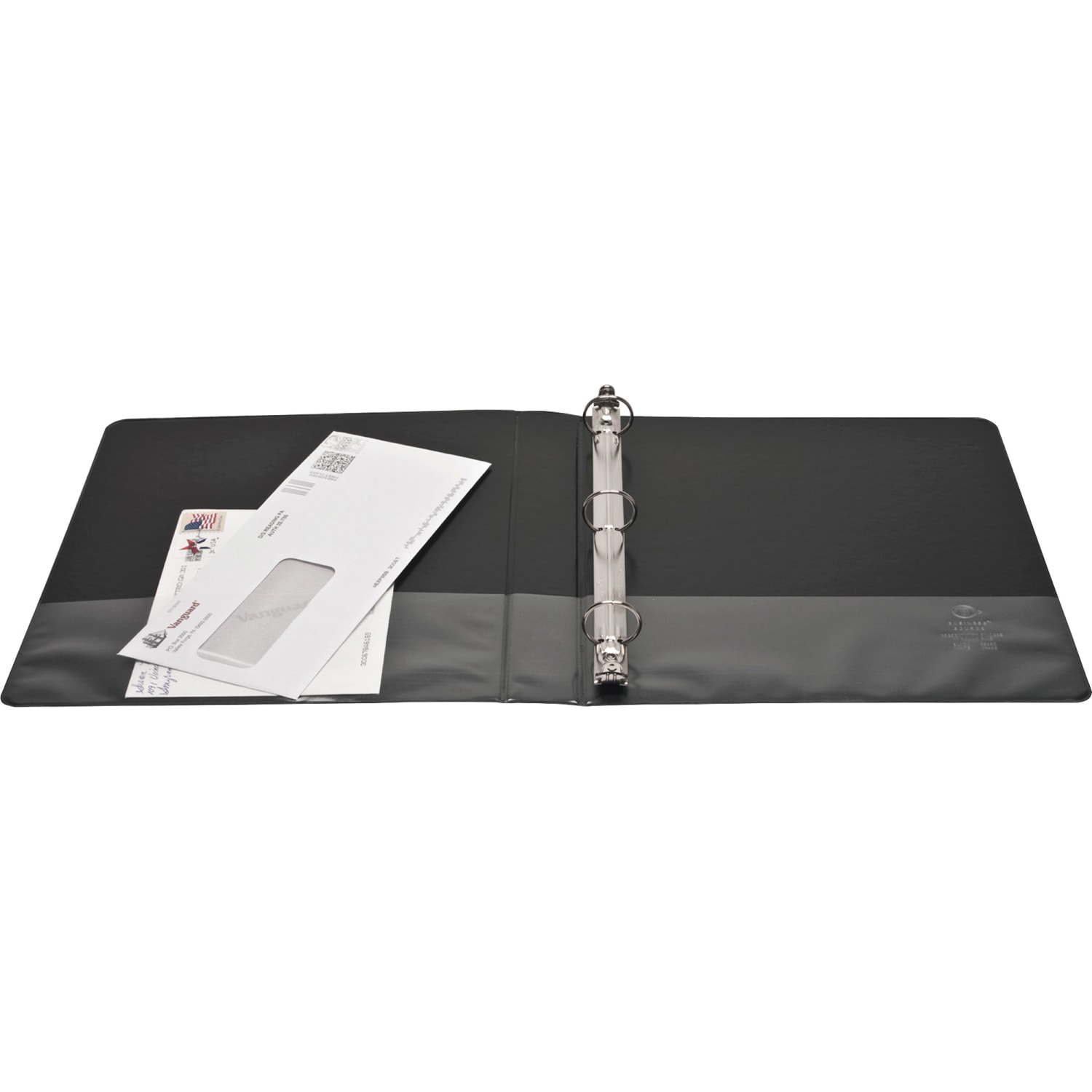 Business Source Round-ring View Binder - 1in Binder Capacity - Letter - 8 1/2in x 11in Sheet Size - Round Ring Fastener(s) - Internal Pocket(s) - Chipboard, Polypropylene - Black - Non-glare, Sturdy, Exposed Rivet, Durable, Clear Overlay - 12 / Carton - Image 5