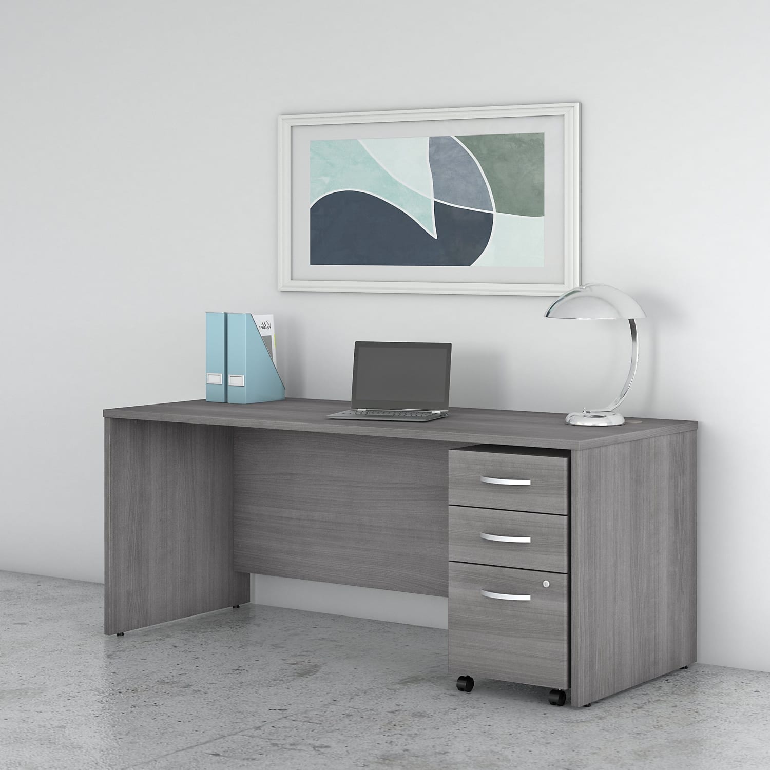 Bush Business Furniture Studio C Office 72inW Computer Desk With Mobile File Cabinet, Platinum Gray, Standard Delivery - Image 3