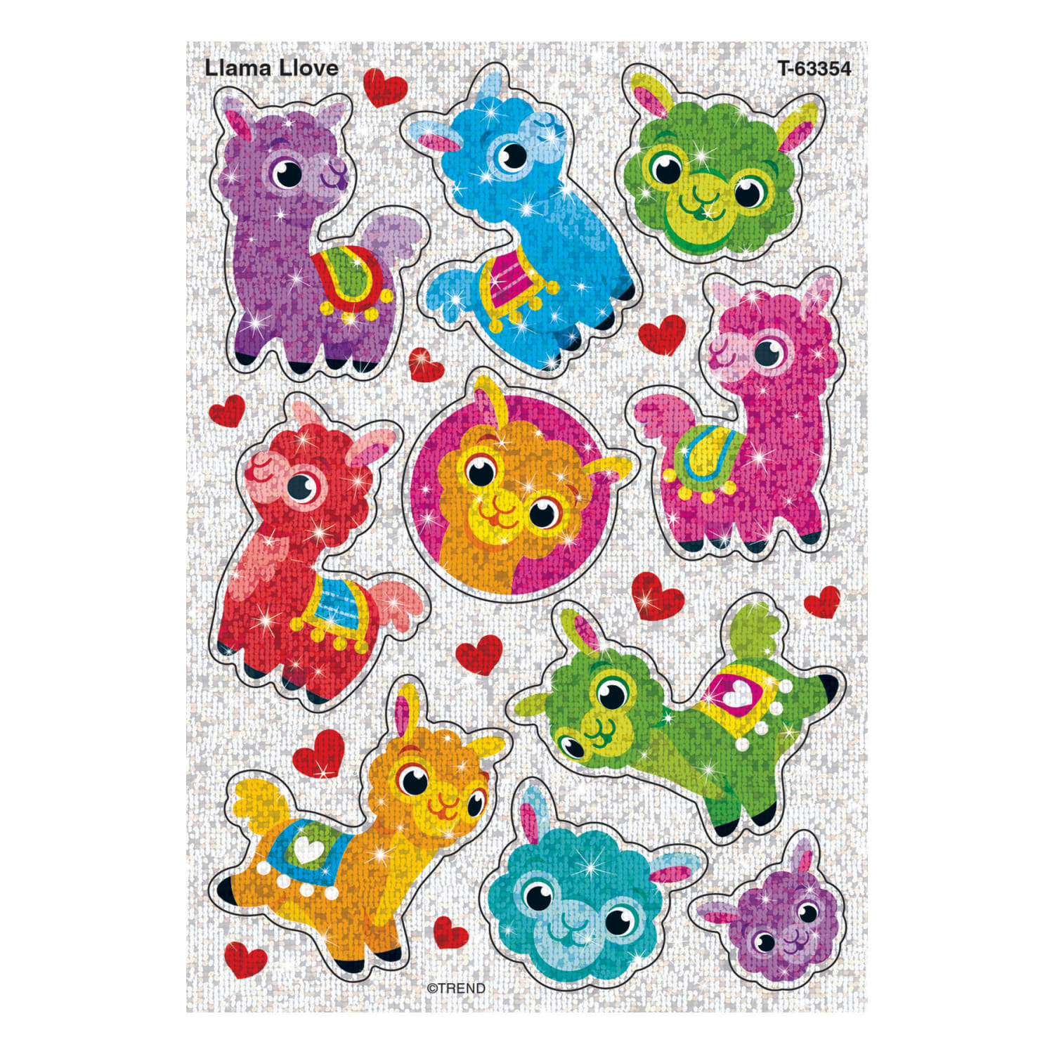 Trend Sparkle Stickers, Llama Love, 20 Stickers Per Pack, Set Of 6 Packs - Image 3