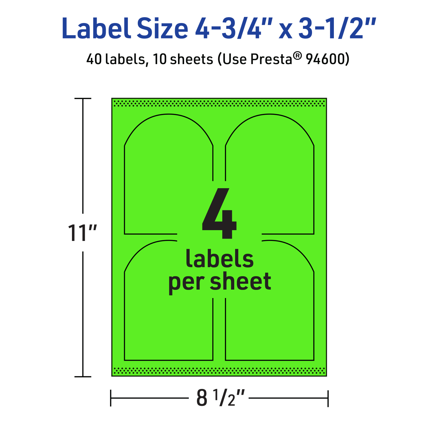 Avery Print-To-The-Edge Labels With Sure Feed Technology, 94600-NGP10, Arched, 4-3/4in x 3-1/2in, Matte Neon Green, Pack of 40 - Image 6