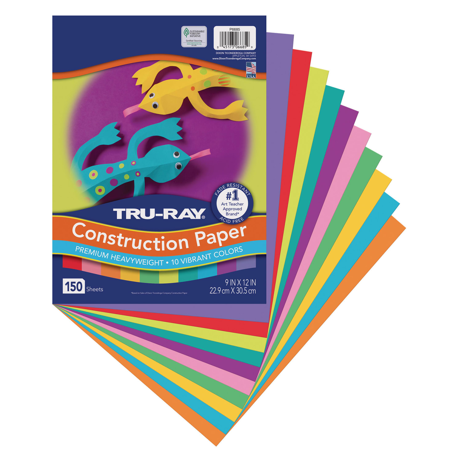 Tru-Ray Construction Paper, Heavyweight, 9in x 12in, 10 Vibrant Colors, 150 Sheets Per Pack, Set Of 5 Packs - Image 3