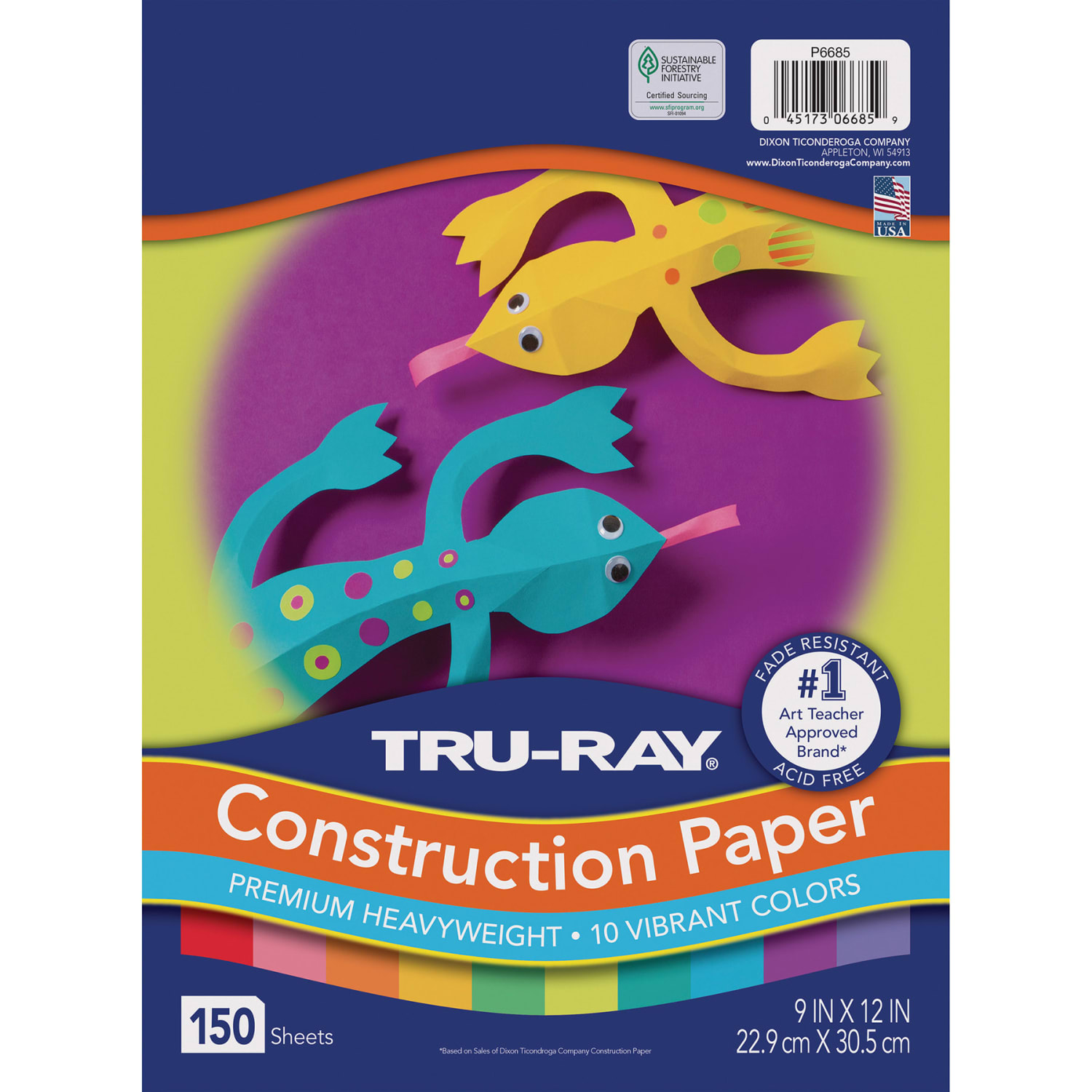 Tru-Ray Construction Paper, Heavyweight, 9in x 12in, 10 Vibrant Colors, 150 Sheets Per Pack, Set Of 5 Packs - Image 4