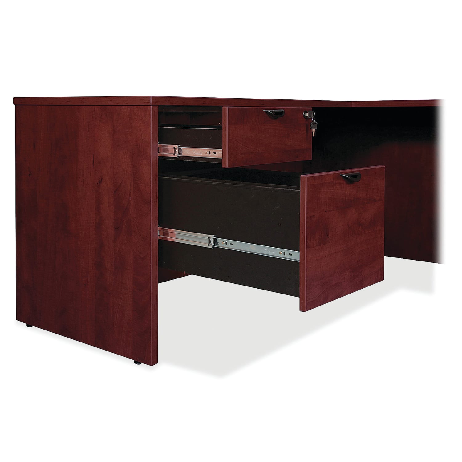 Lorell Prominence 2.0 66inW Left-Pedestal Computer Desk, Mahogany - Image 4