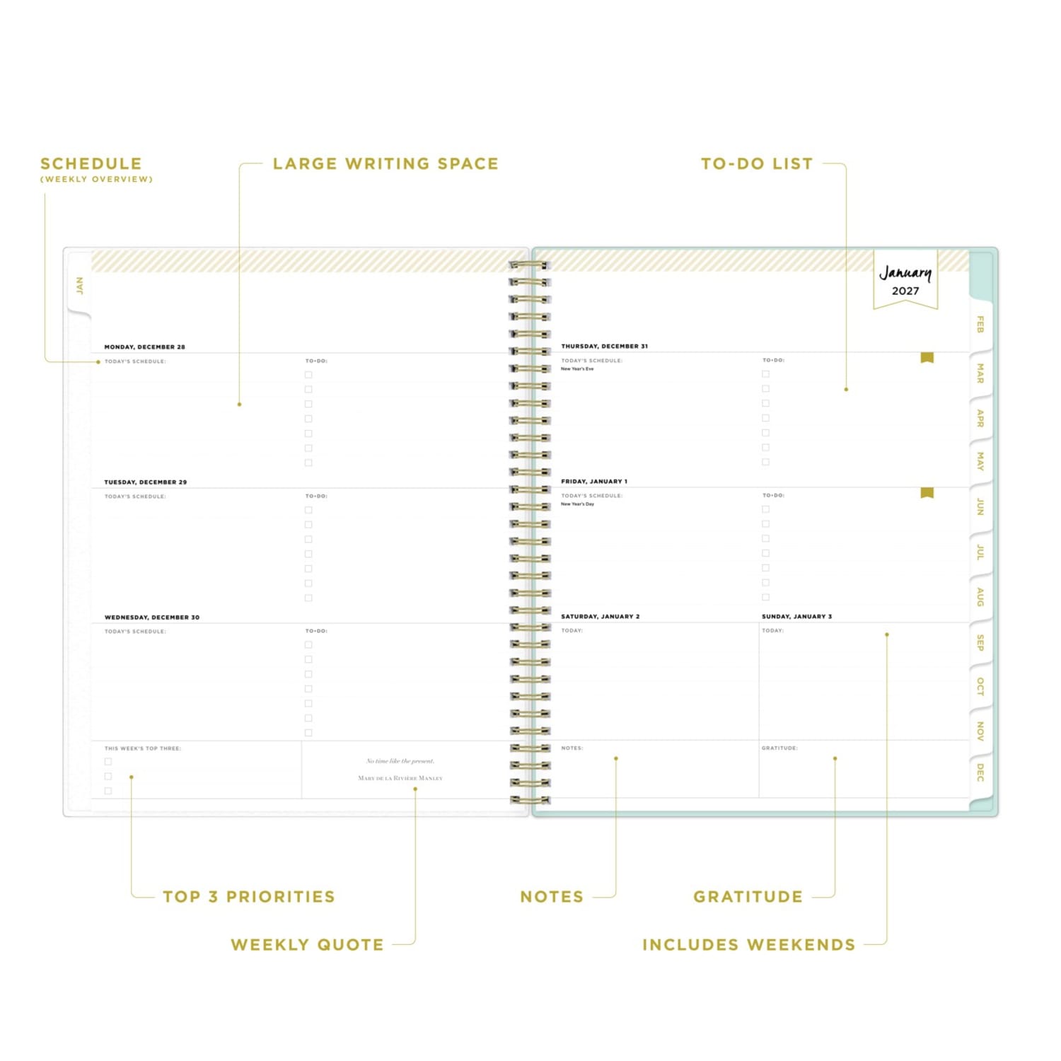2027 Blue Sky Secret Garden Mint Weekly/Monthly Planning Calendar, 8.5x11, 0%, Frosted PP, Jan-Dec, RY27 - Image 3
